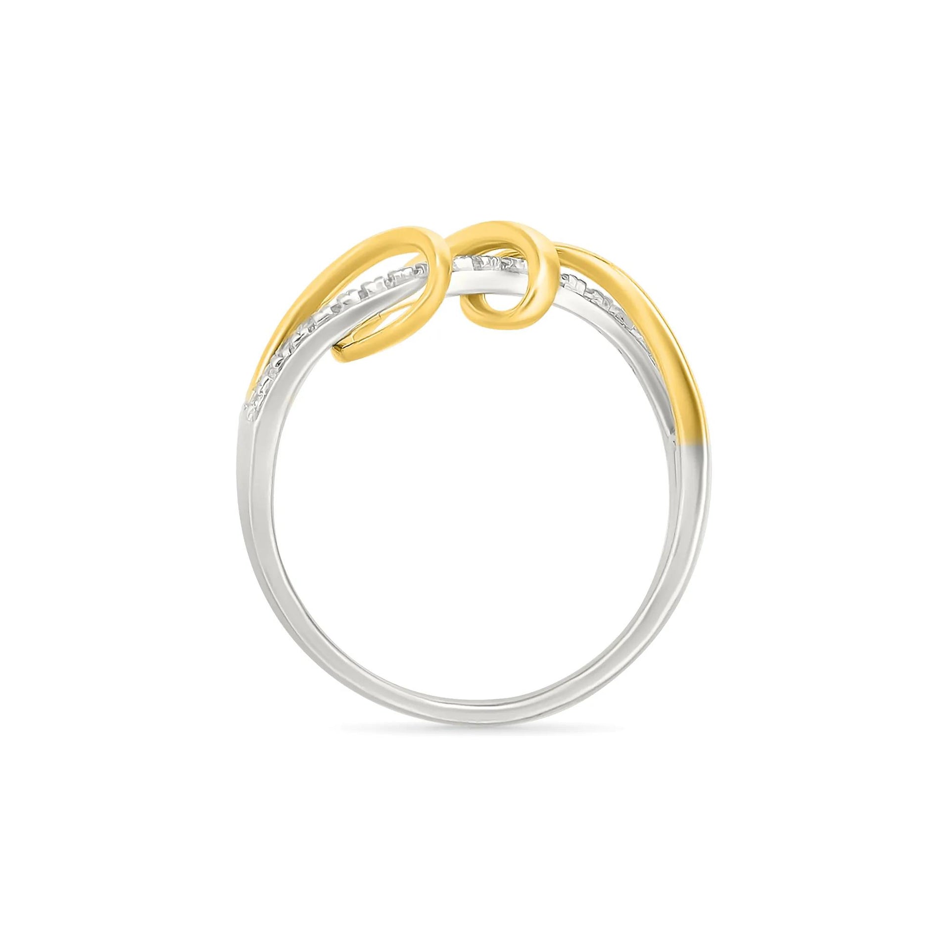 1/8 CT. Tw. Diamond Twist Ring .925 Sterling Silver and 10K Yellow Gold White Size 9 2mm