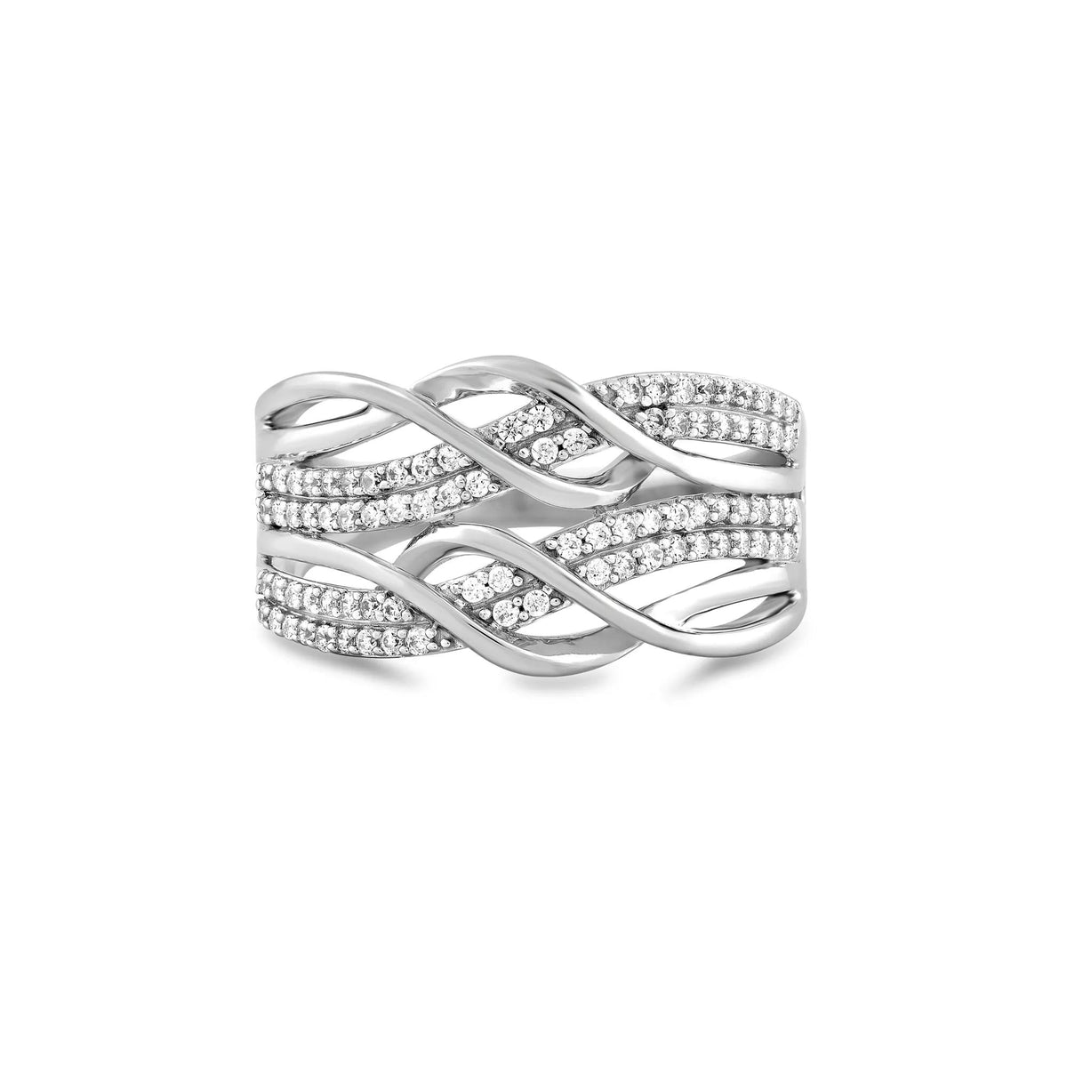 1/3 CT. Tw. Diamond Two-Row Wrap Ring .925 Sterling Silver White Size 7