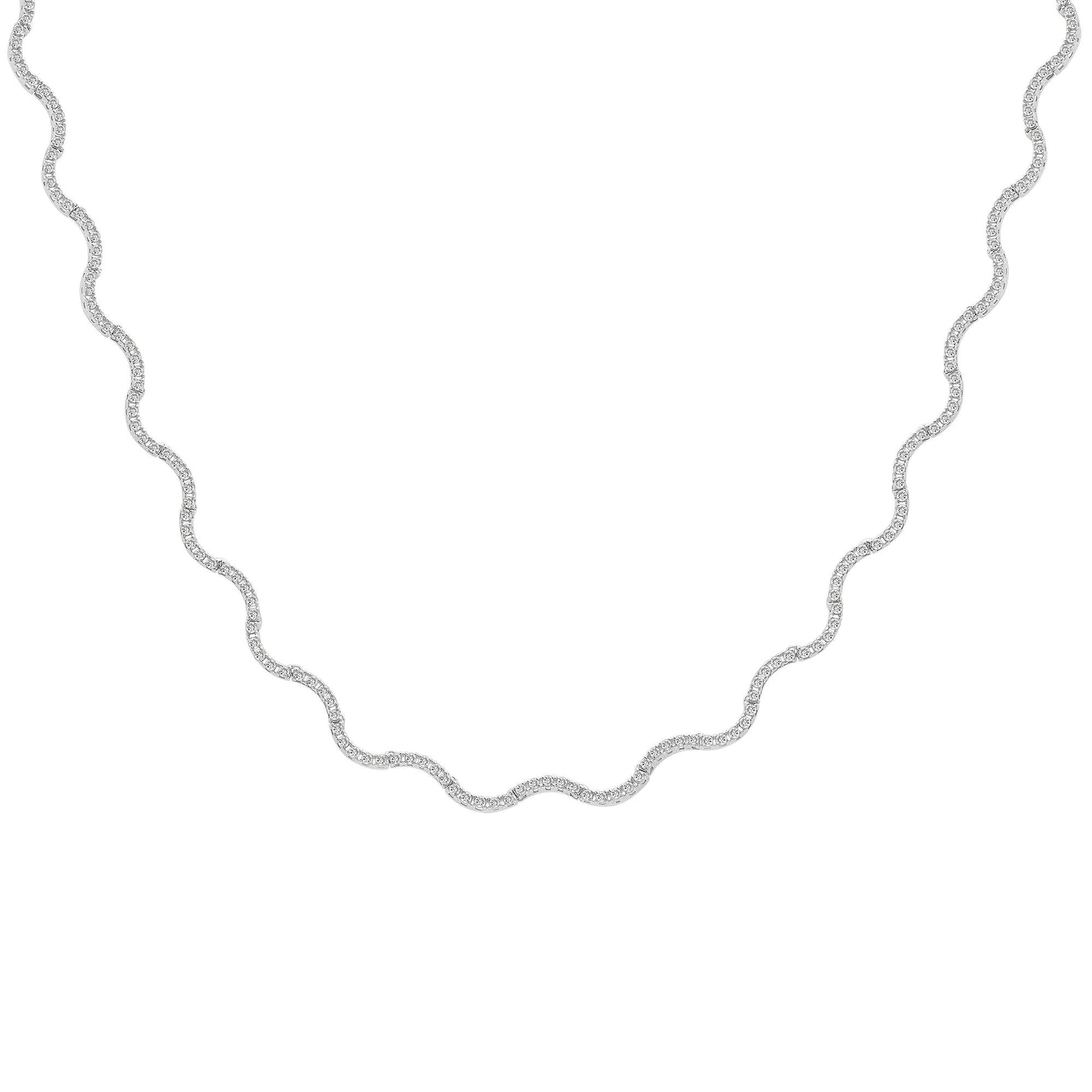 1 CT. Tw. Diamond Wavy Necklace 10K White Gold Size 16"
