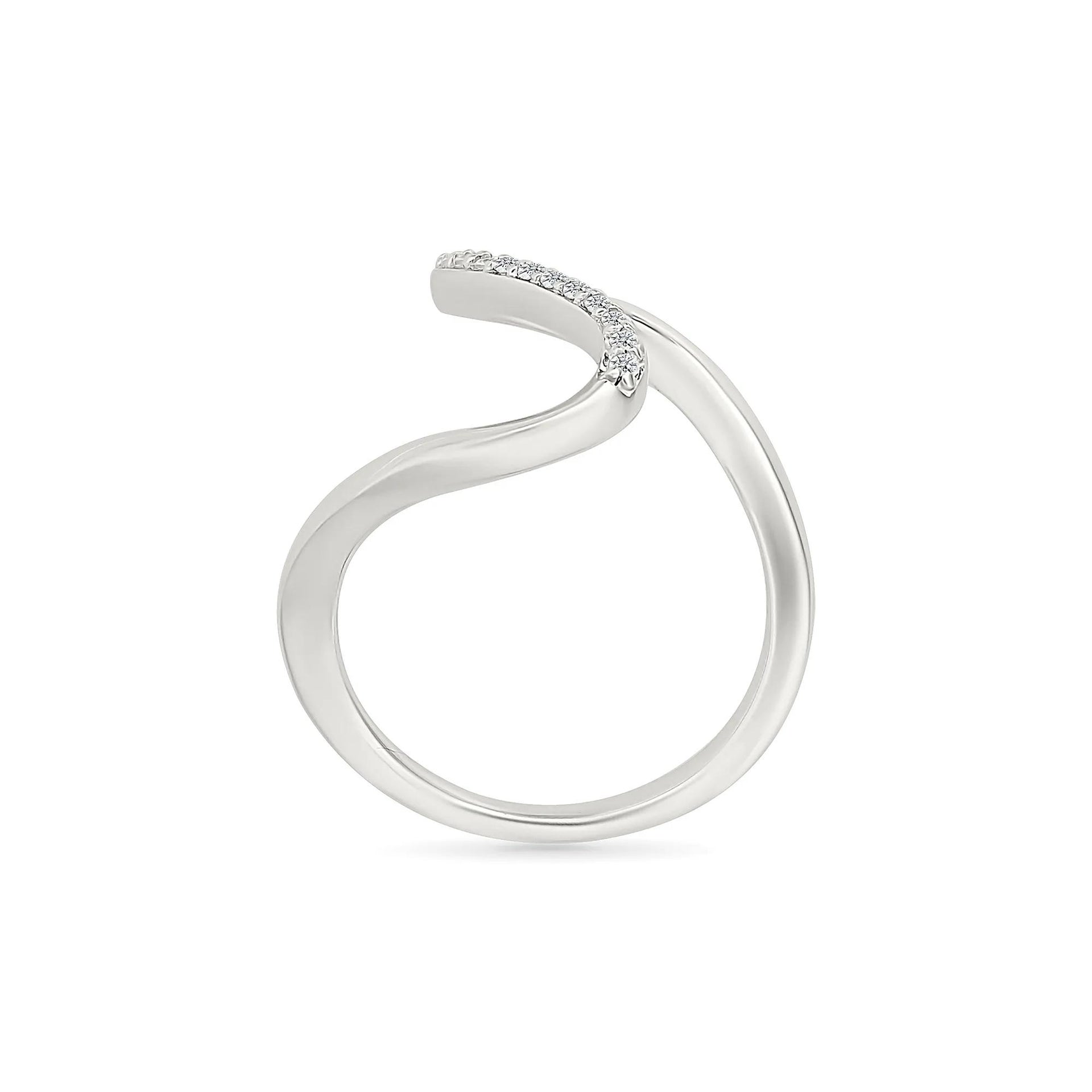 1/10 CT. Tw. Diamond Wavy Ring .925 Sterling Silver White Size 7.5 1mm