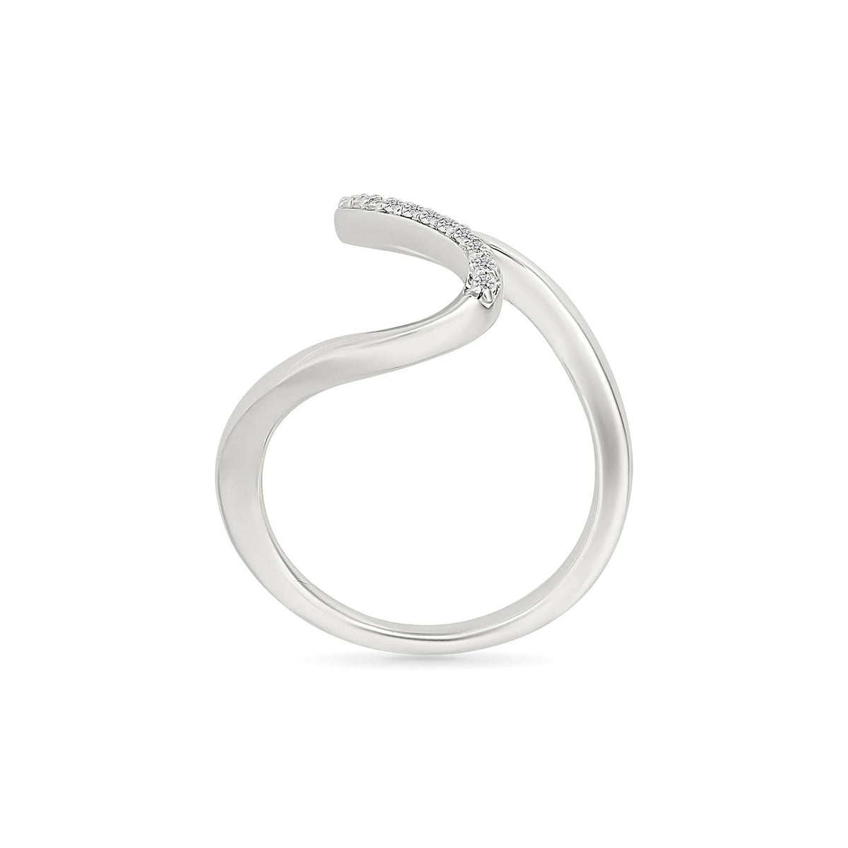 1/10 CT. Tw. Diamond Wavy Ring .925 Sterling Silver White Size 9 1mm