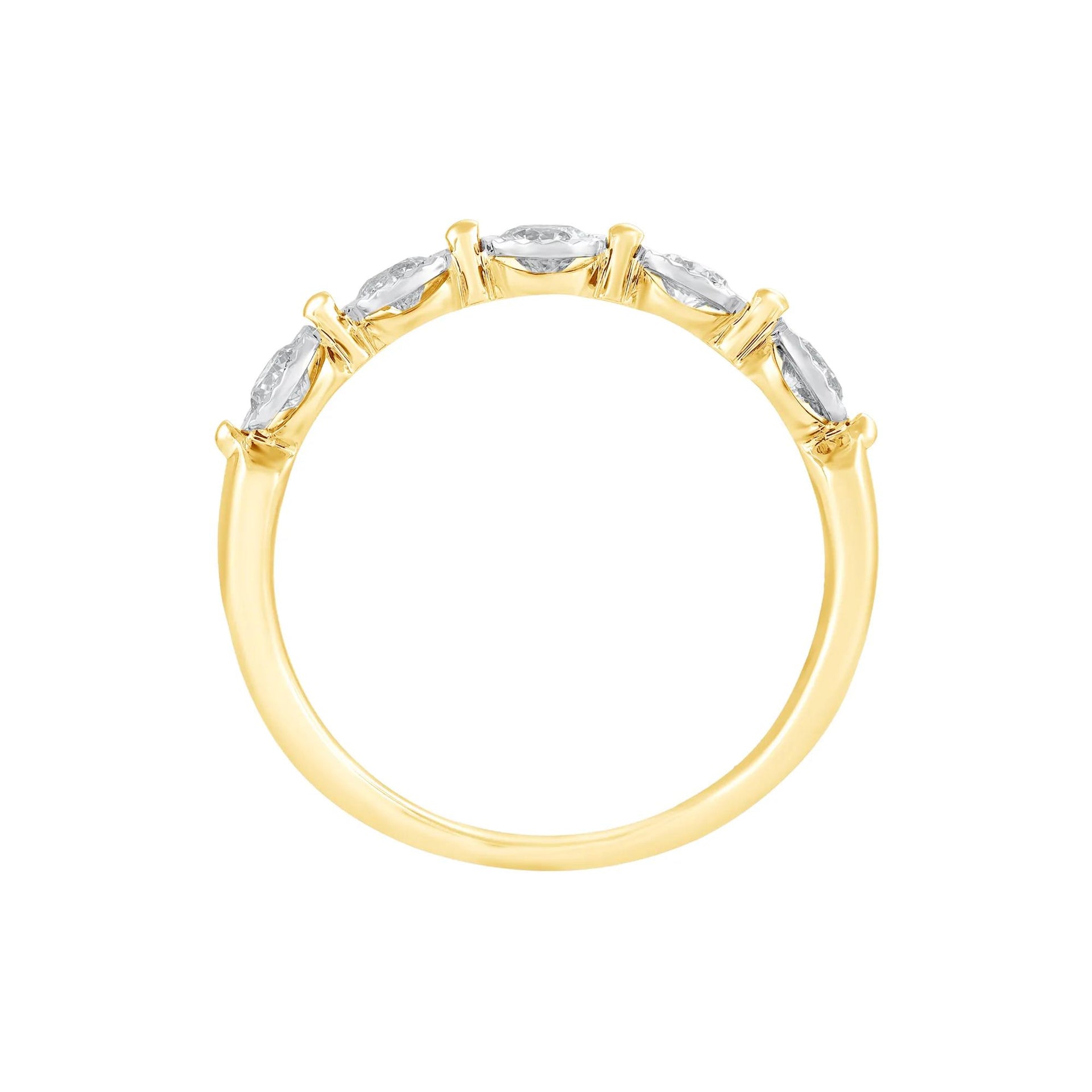 1/2 CT. Tw. Diamond Wedding Band Ring 10K Yellow Gold Round Brilliant Cut Size 6.5