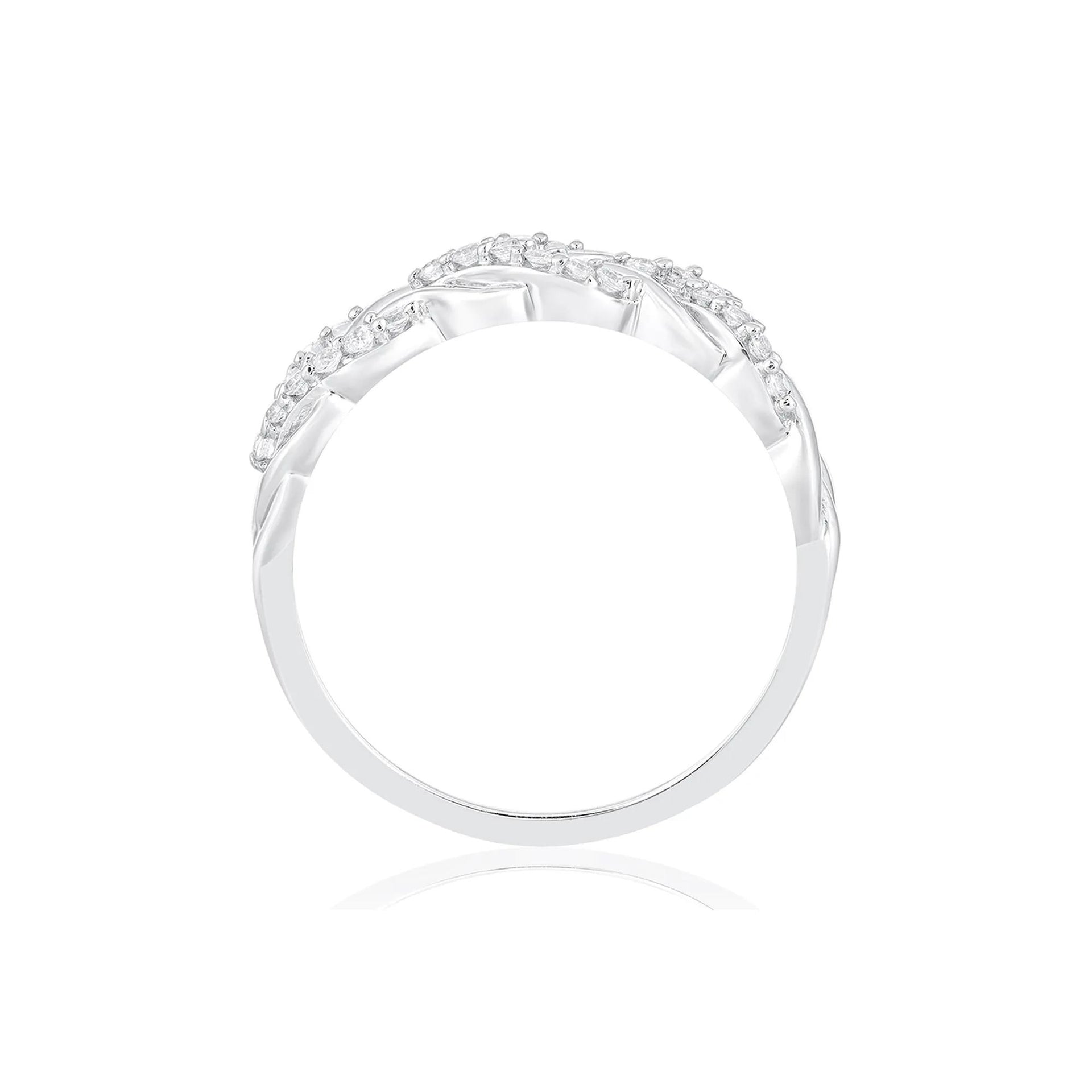 1/4 CT. Tw. Diamond Woven Band Ring 10K White Gold Round Brilliant Cut Size 8.5