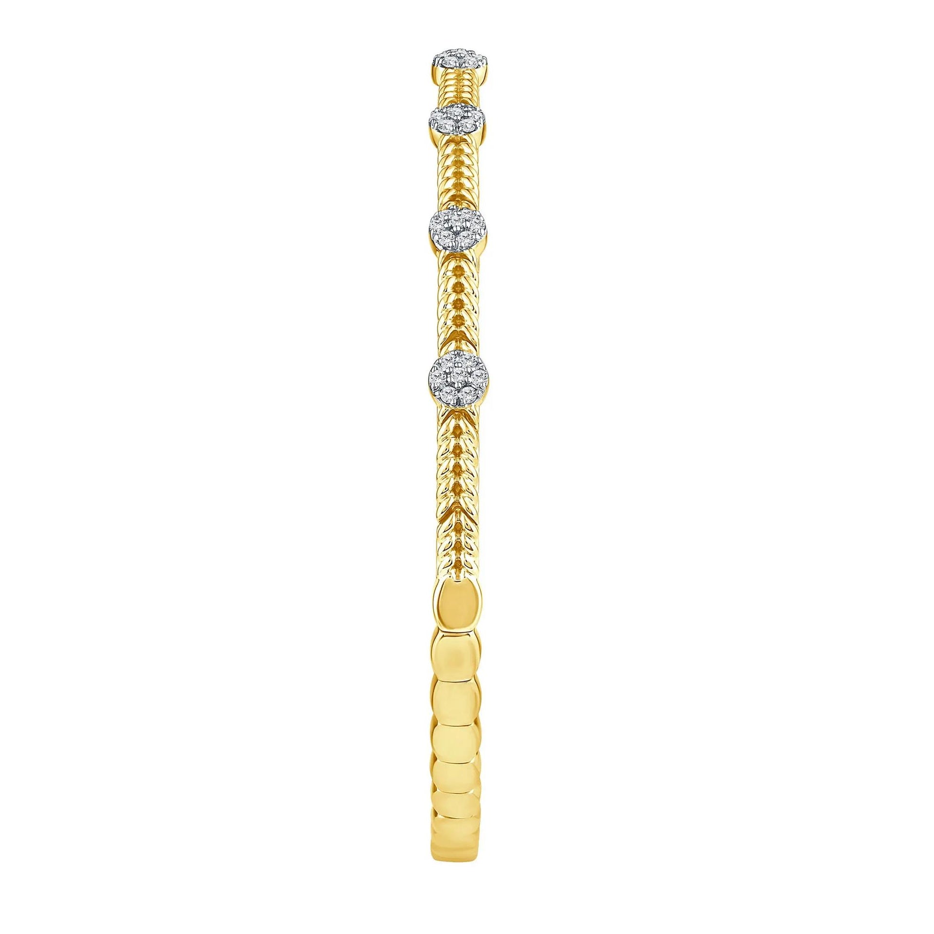 1/3 CT. Tw. Dimond Flexible Bangle Bracelet 10K Yellow Gold Size 3.00mm