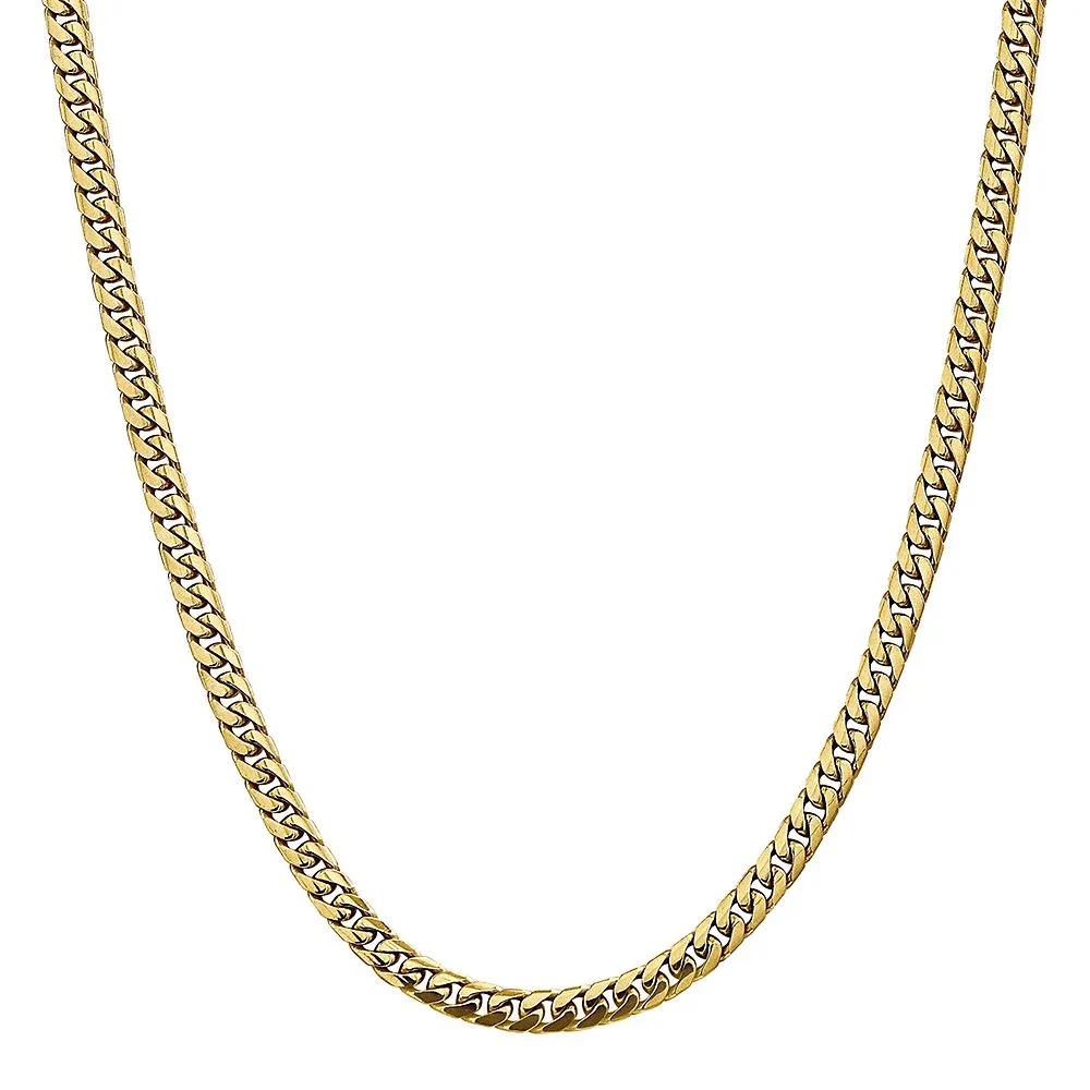 Domed Curb Chain 14K Yellow Gold Necklace Size 24"