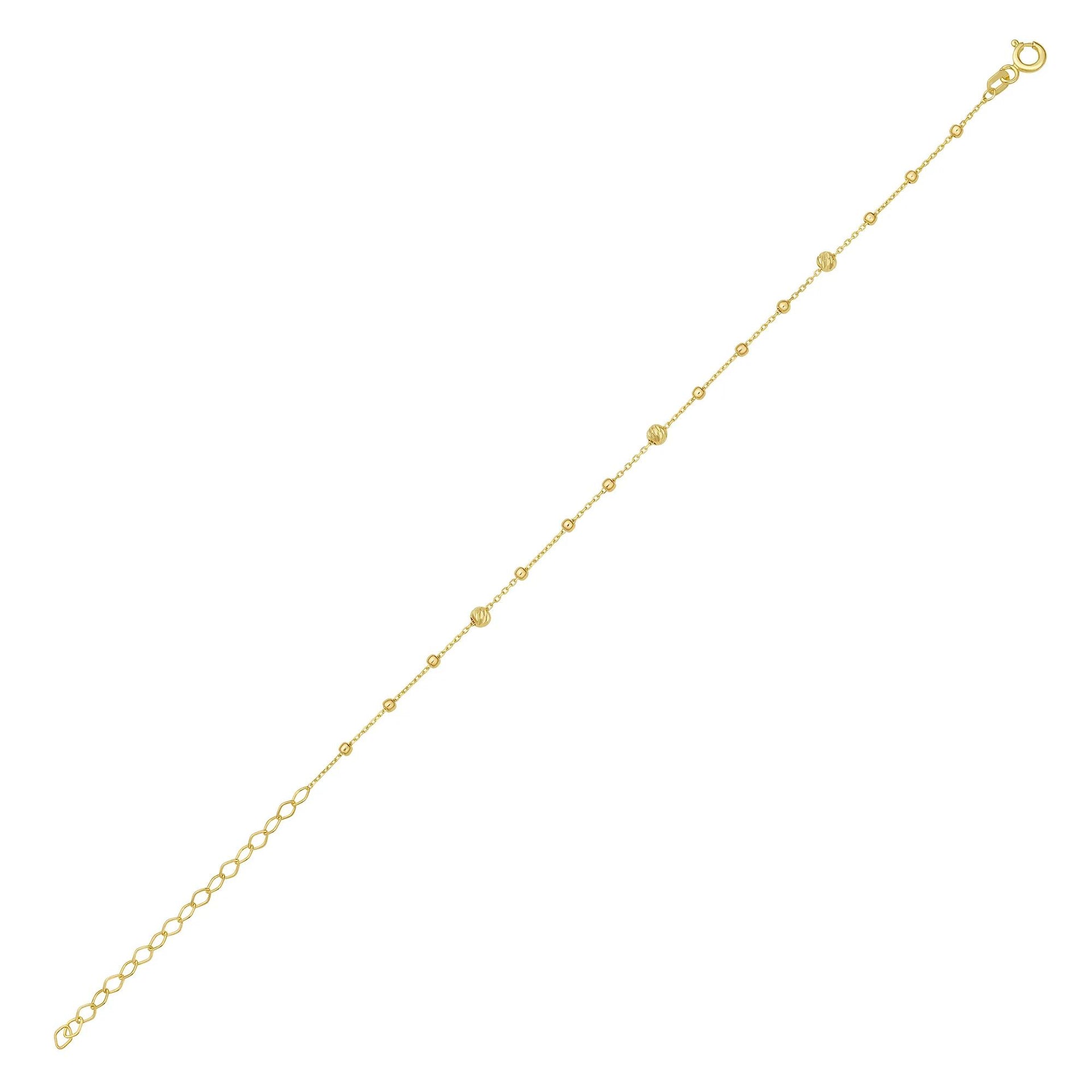 Double Beaded Bracelet 14K Yellow Gold Size 7"
