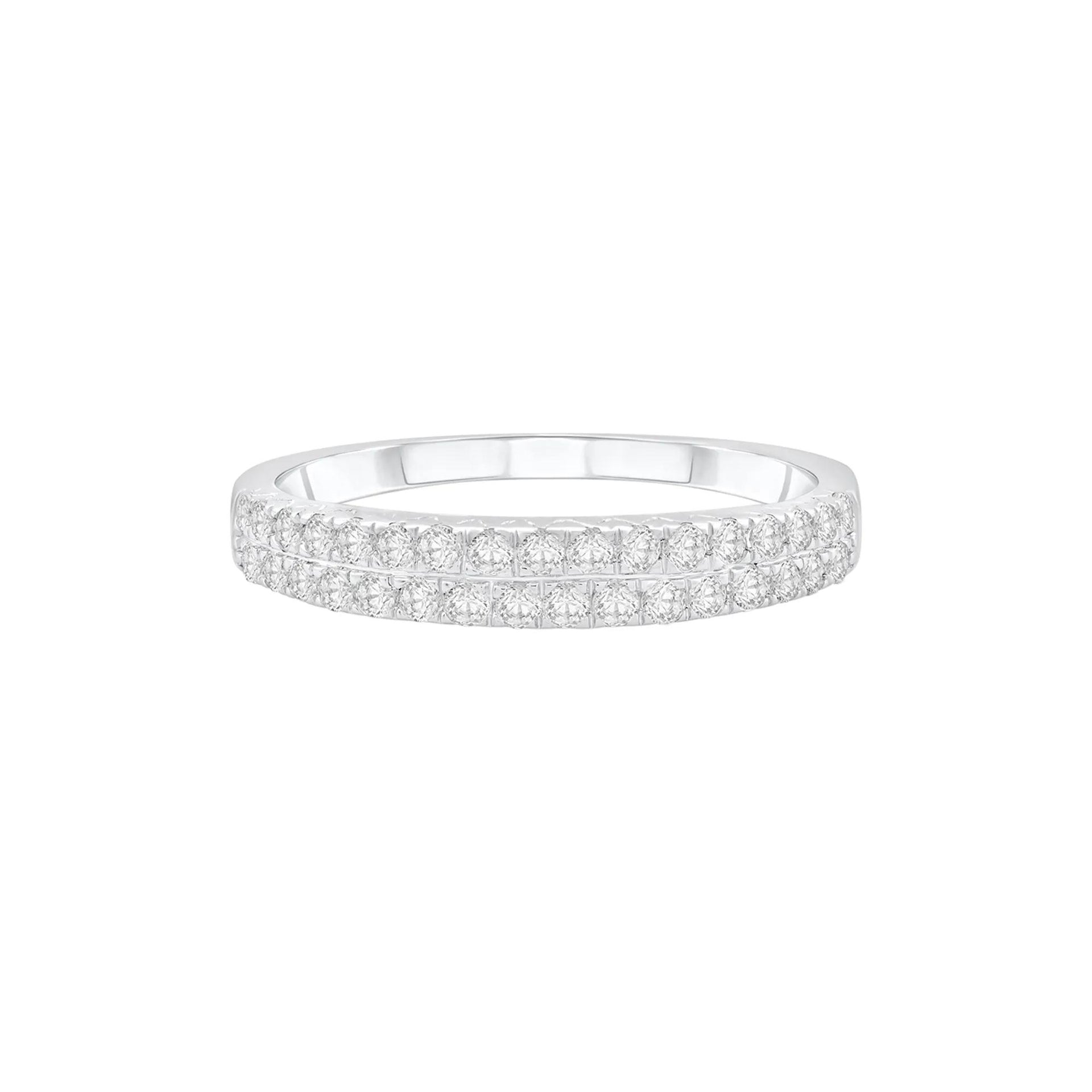 3/8 CT. Tw. Double-Row Diamond Wedding Band Ring 10K White Gold Round Brilliant Cut Size 9