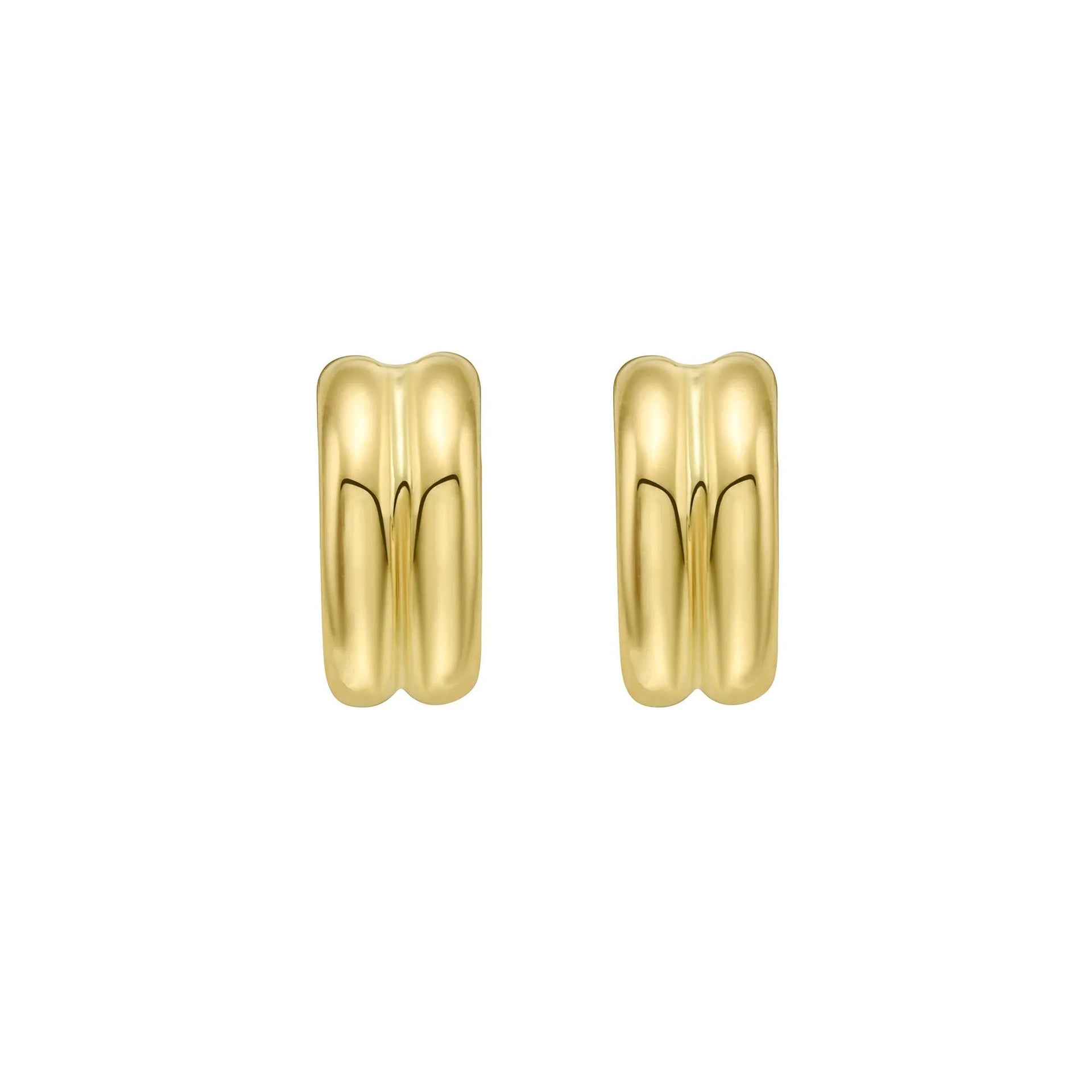 Double Row Huggie Hoop Earrings 14K Yellow Gold Size 5.00mm
