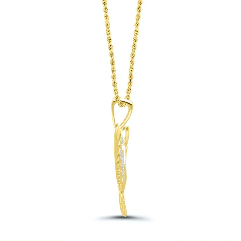 1/10 CT. Tw. Eagle Pendant Necklace with Diamonds 10K Yellow Gold Size 22"
