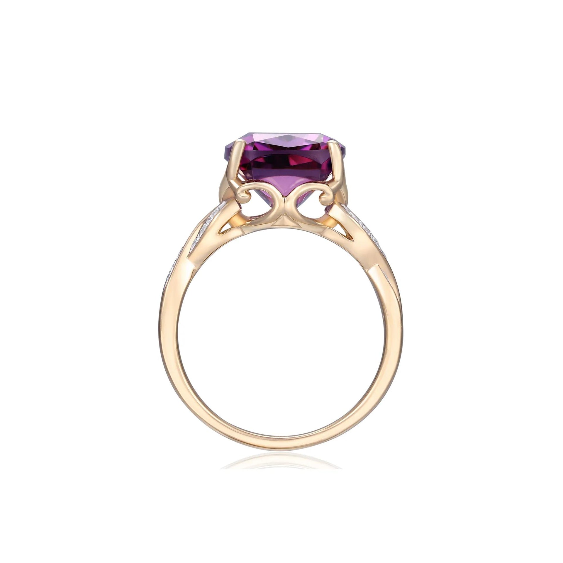 Elongated Cushion Ametrine and Diamond Accent Ring 10K Yellow Gold Round Brilliant Cut Size 8