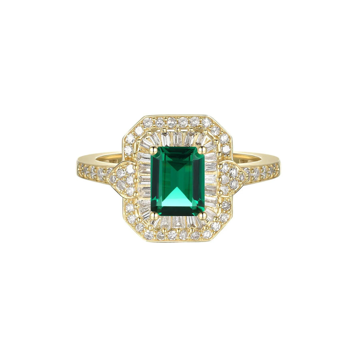 3/8 CT. Tw. Emerald & Diamond Ring 10K Yellow Gold Size 9