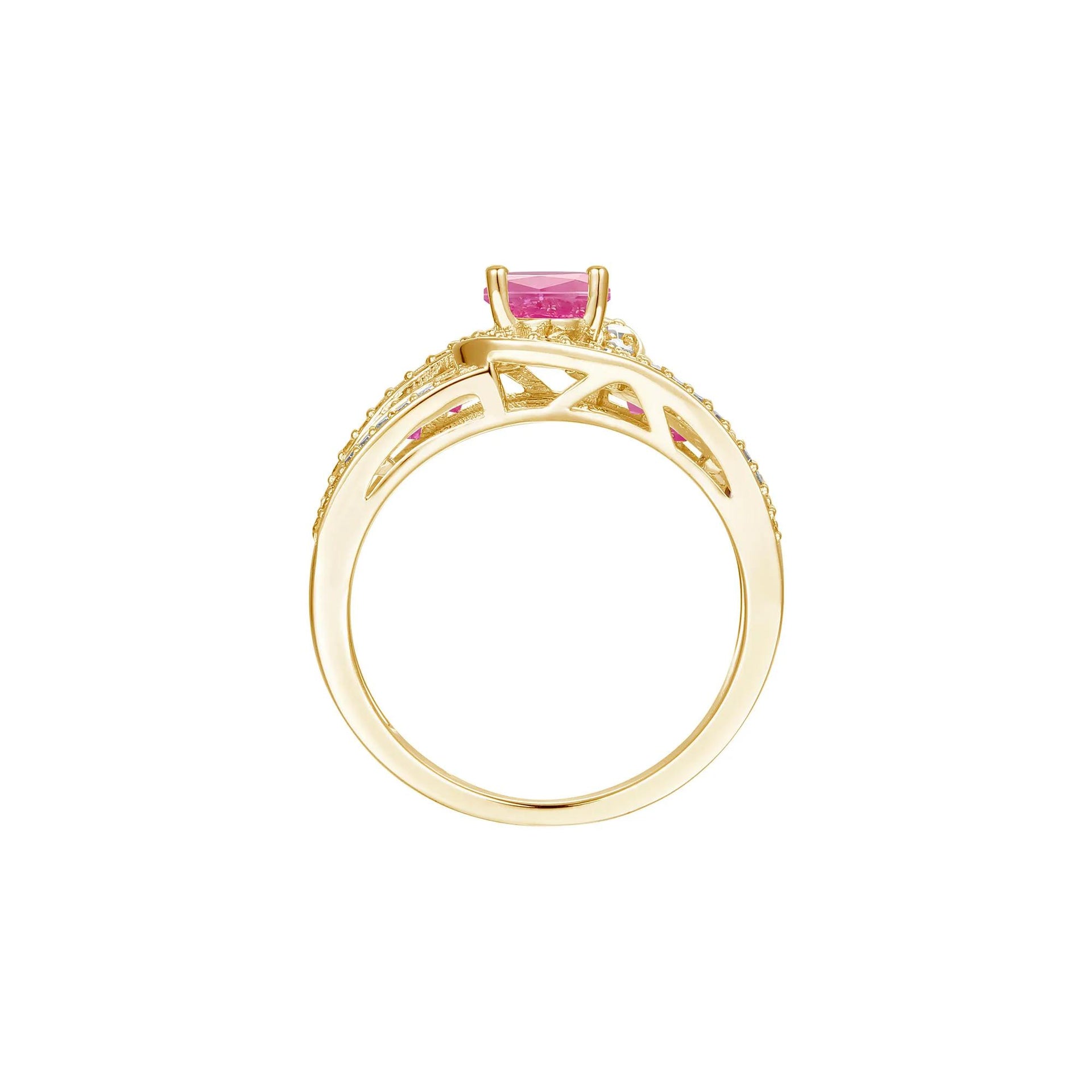 3/8 CT. Tw. Ruby and Diamond Band Ring 10K Yellow Gold Size 8 1mm