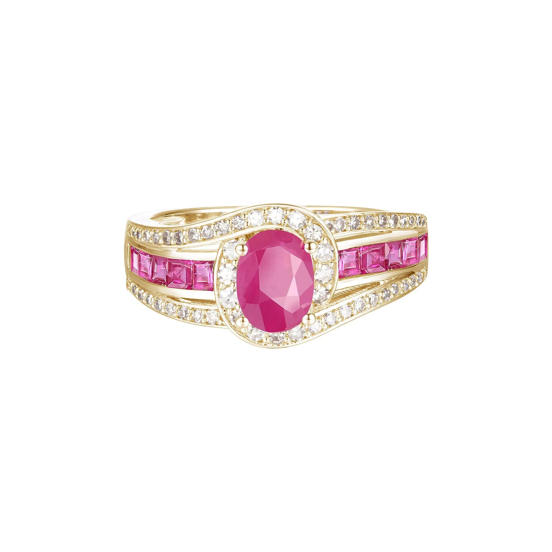 3/8 CT. Tw. Ruby and Diamond Band Ring 10K Yellow Gold Size 8 1mm