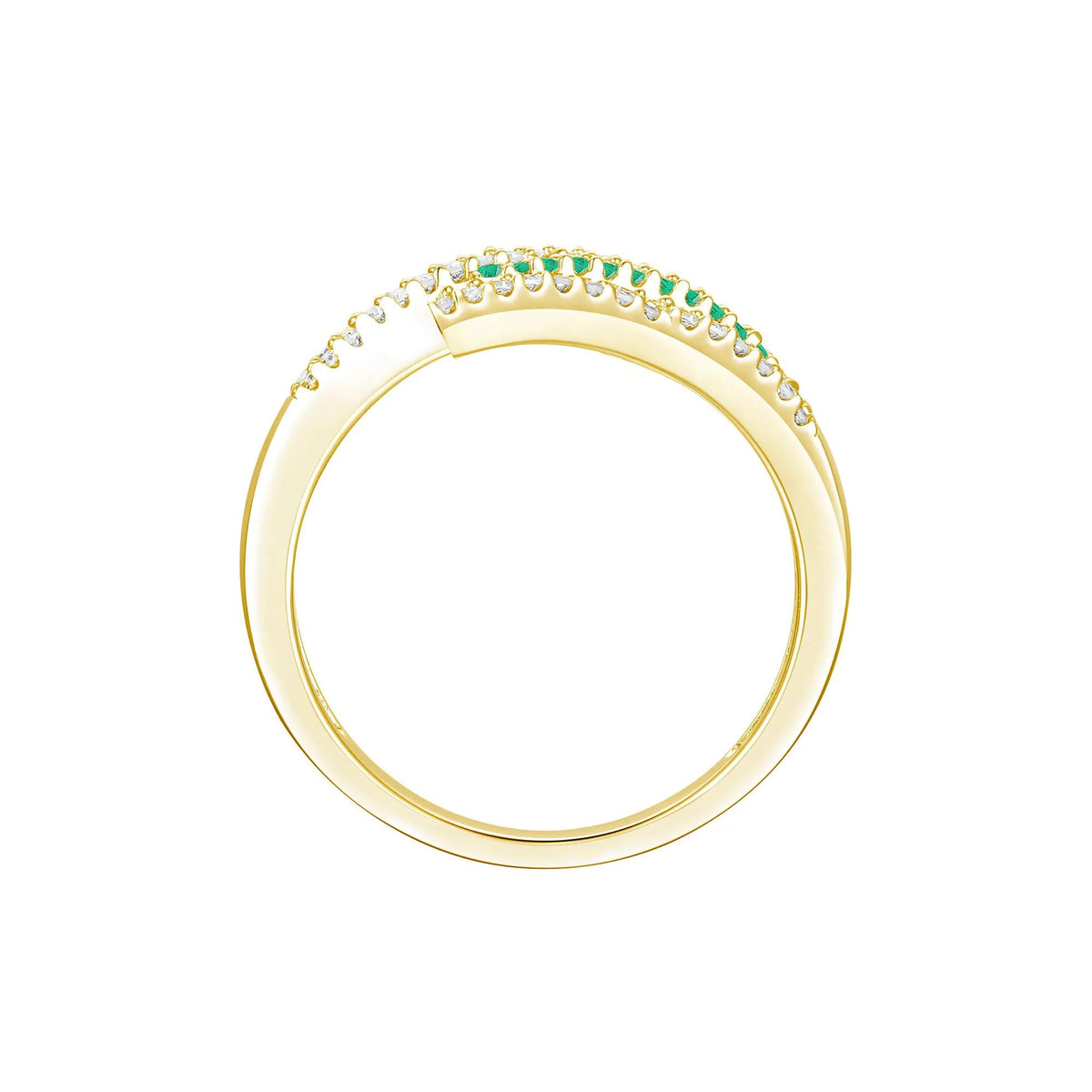 1/2 CT. Tw. Emerald and Diamond Ring 10K Yellow Gold Round Brilliant Cut Size 8.5 1mm