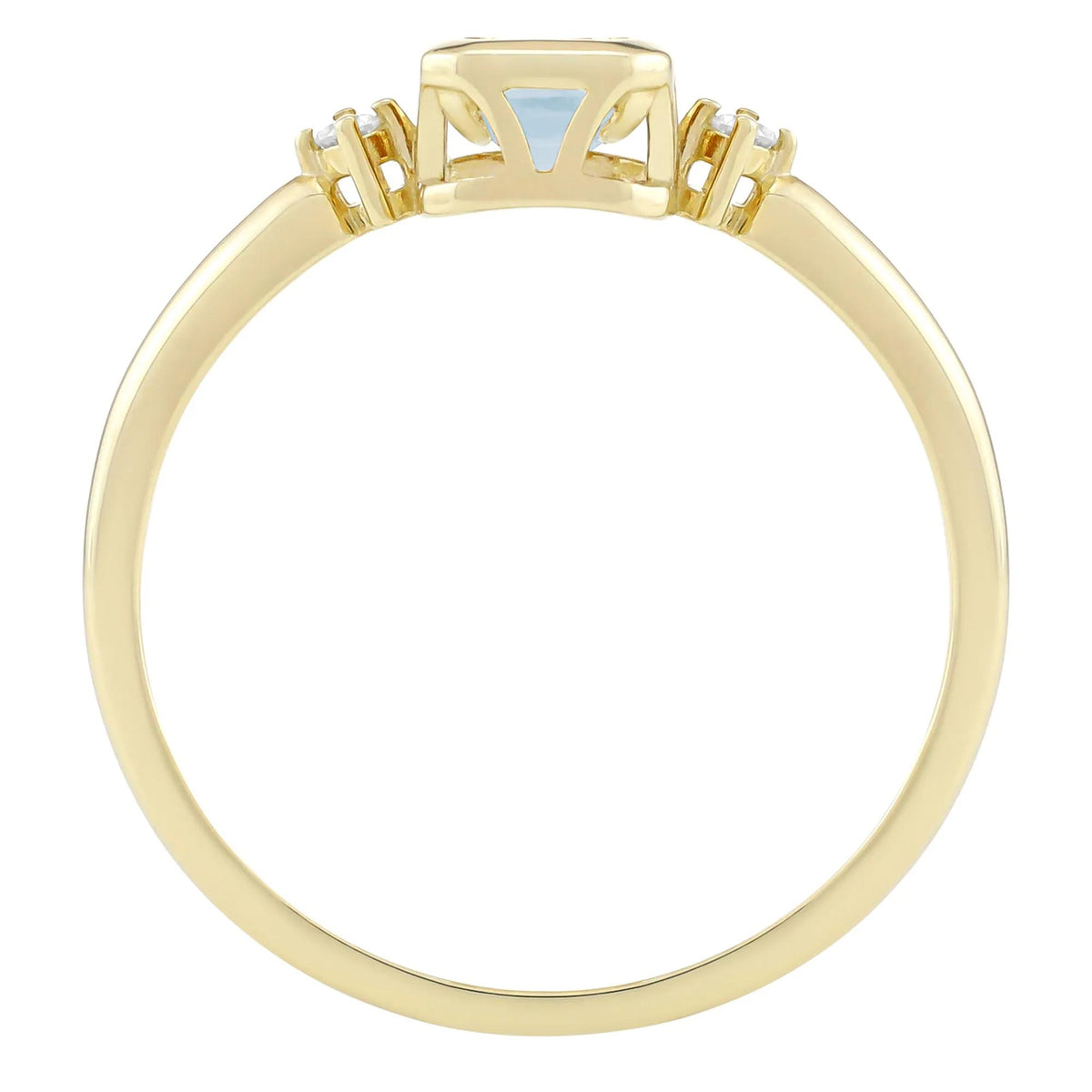 Emerald-Cut Aquamarine and Diamond Accent Ring 10K Yellow Gold Size 8.5 1.5mm