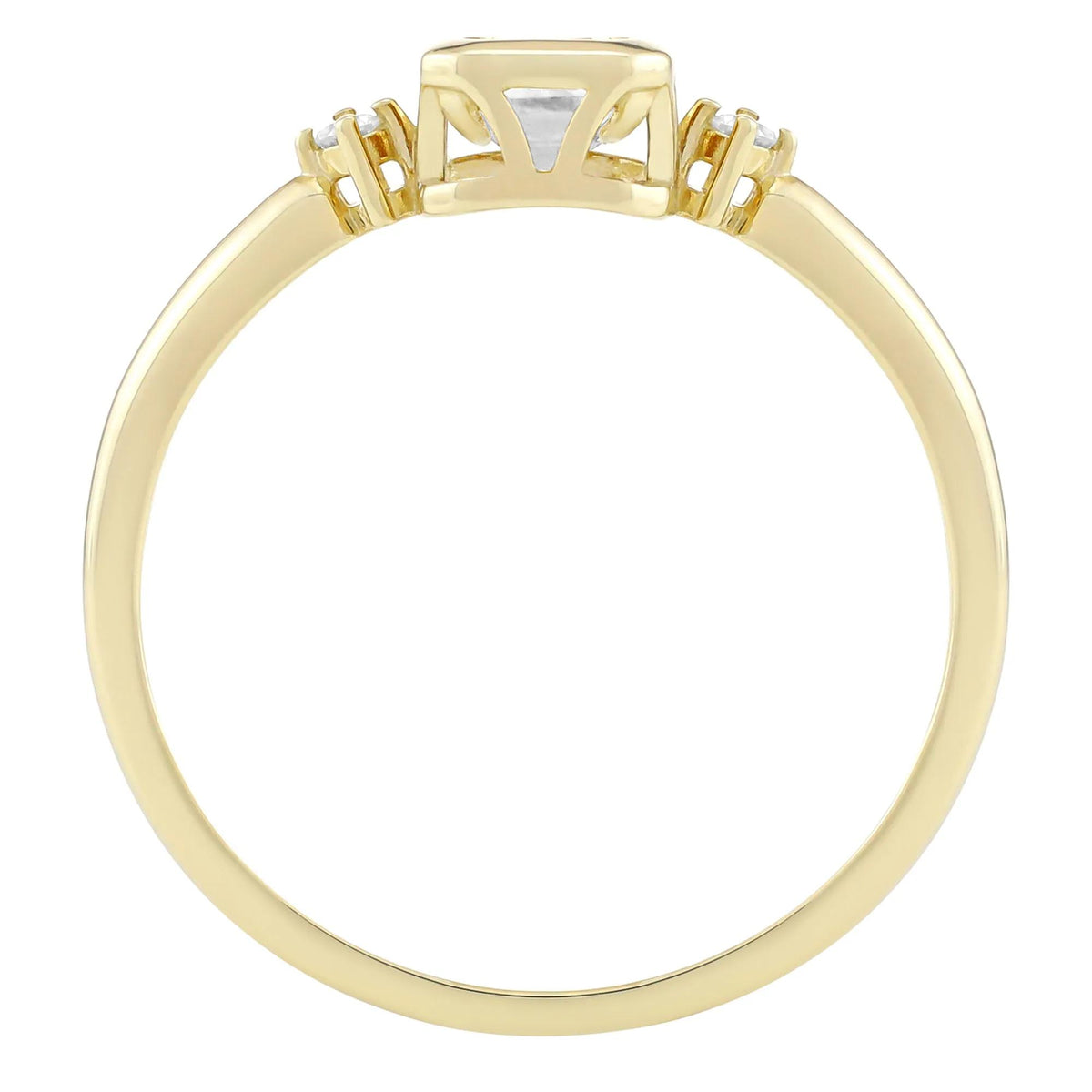 Emerald-Cut Lab-Created White Sapphire and Diamond Accent Ring 10K Yellow Gold Size 6.5 1.5mm
