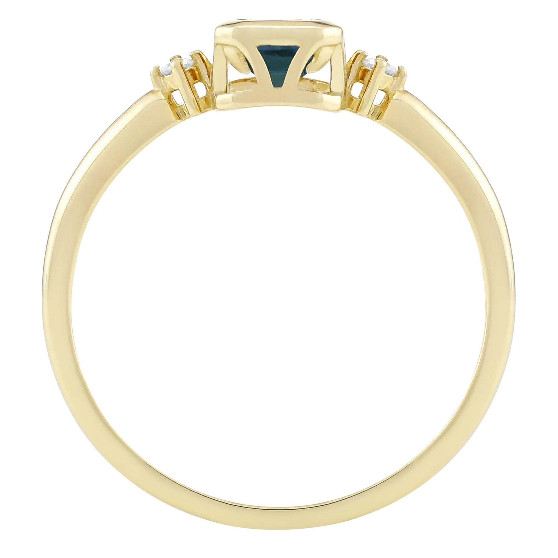 Emerald-Cut Lab-Created Alexandrite and Diamond Accent Ring 10K Yellow Gold Size 9 1.5mm