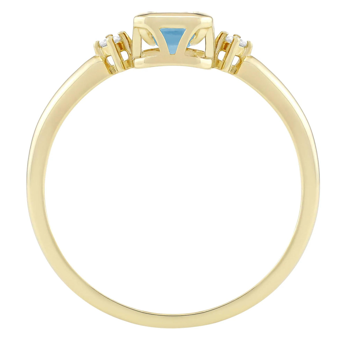 Emerald-Cut Swiss Blue Topaz and Diamond Accent Ring 10K Yellow Gold Size 5 1.5mm