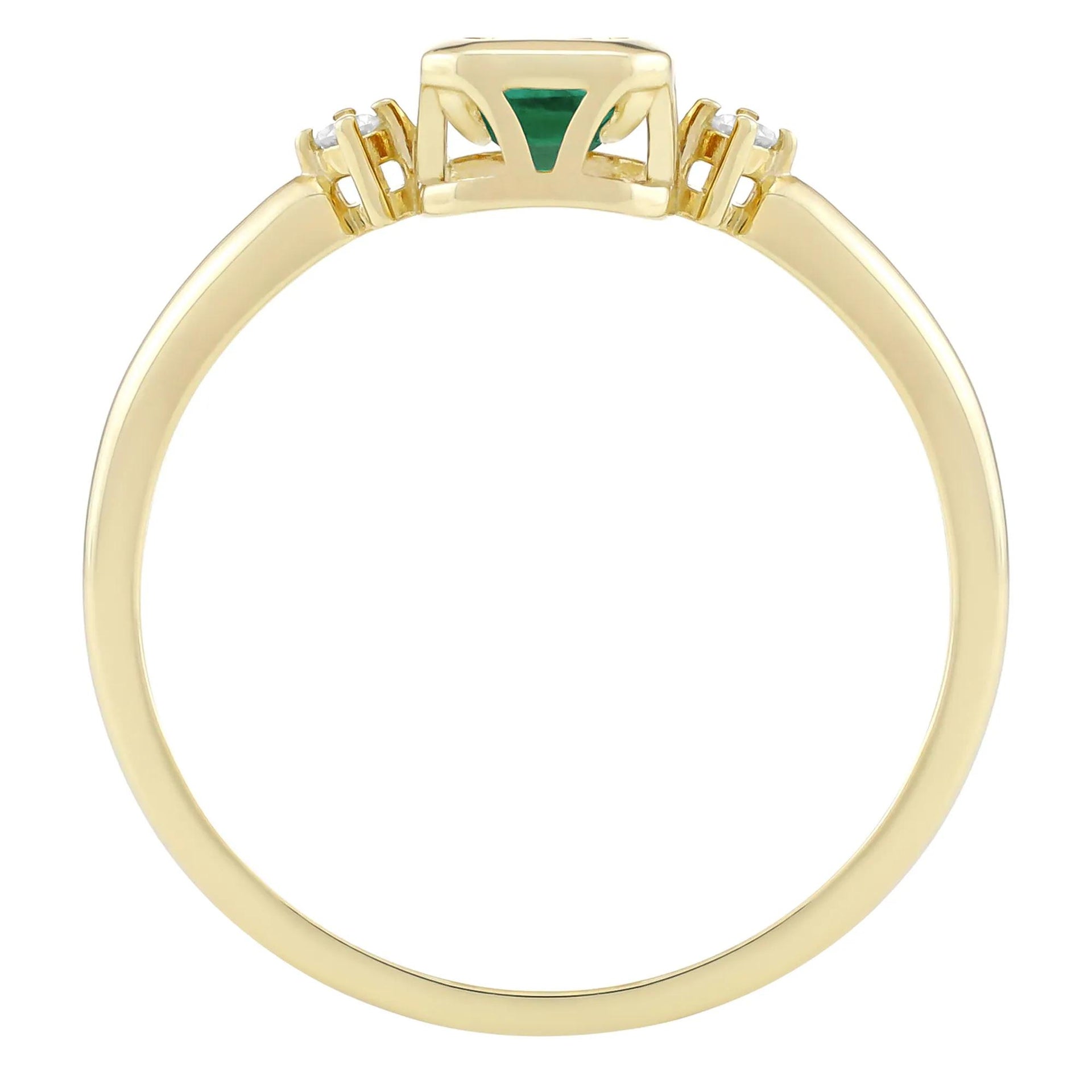 Emerald-Cut Lab-Created and Diamond Accent Ring 10K Yellow Gold Size 7.5 1.5mm