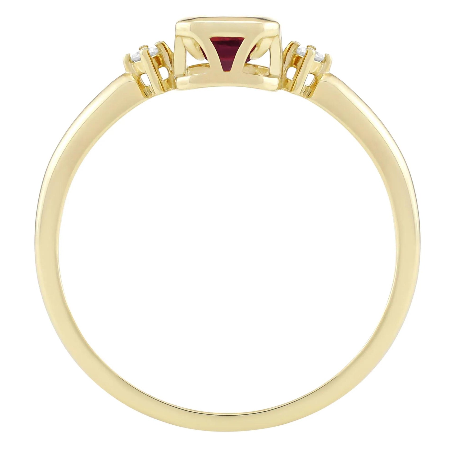 Emerald-Cut Lab-Created Ruby and Diamond Accent Ring 10K Yellow Gold Size 5 1.5mm