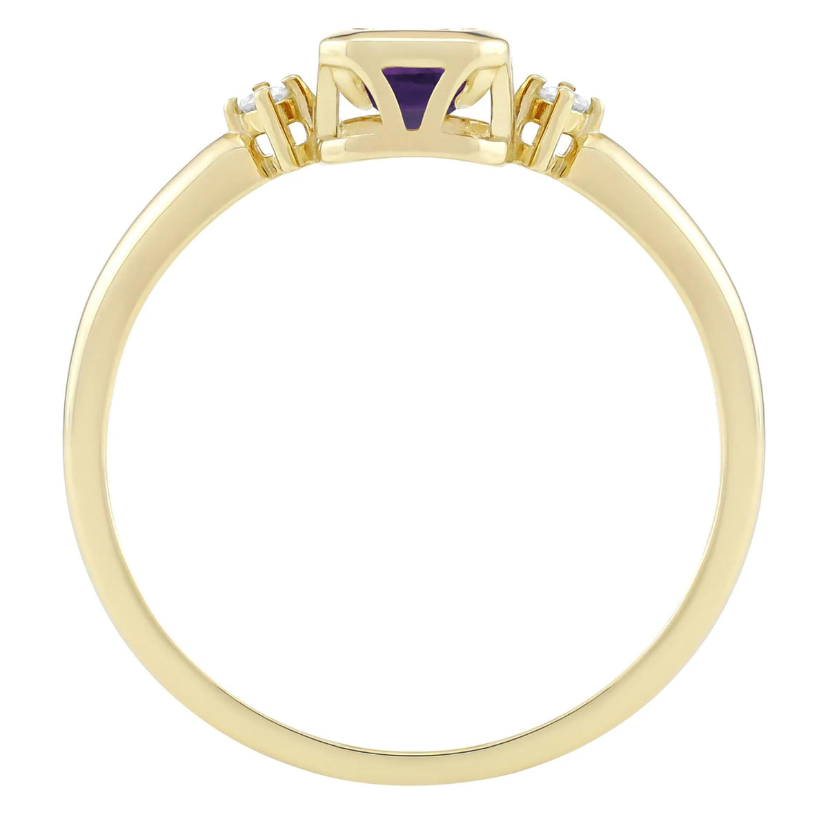 Emerald-Cut Amethyst and Diamond Accent Ring 10K Yellow Gold Size 9 1.5mm