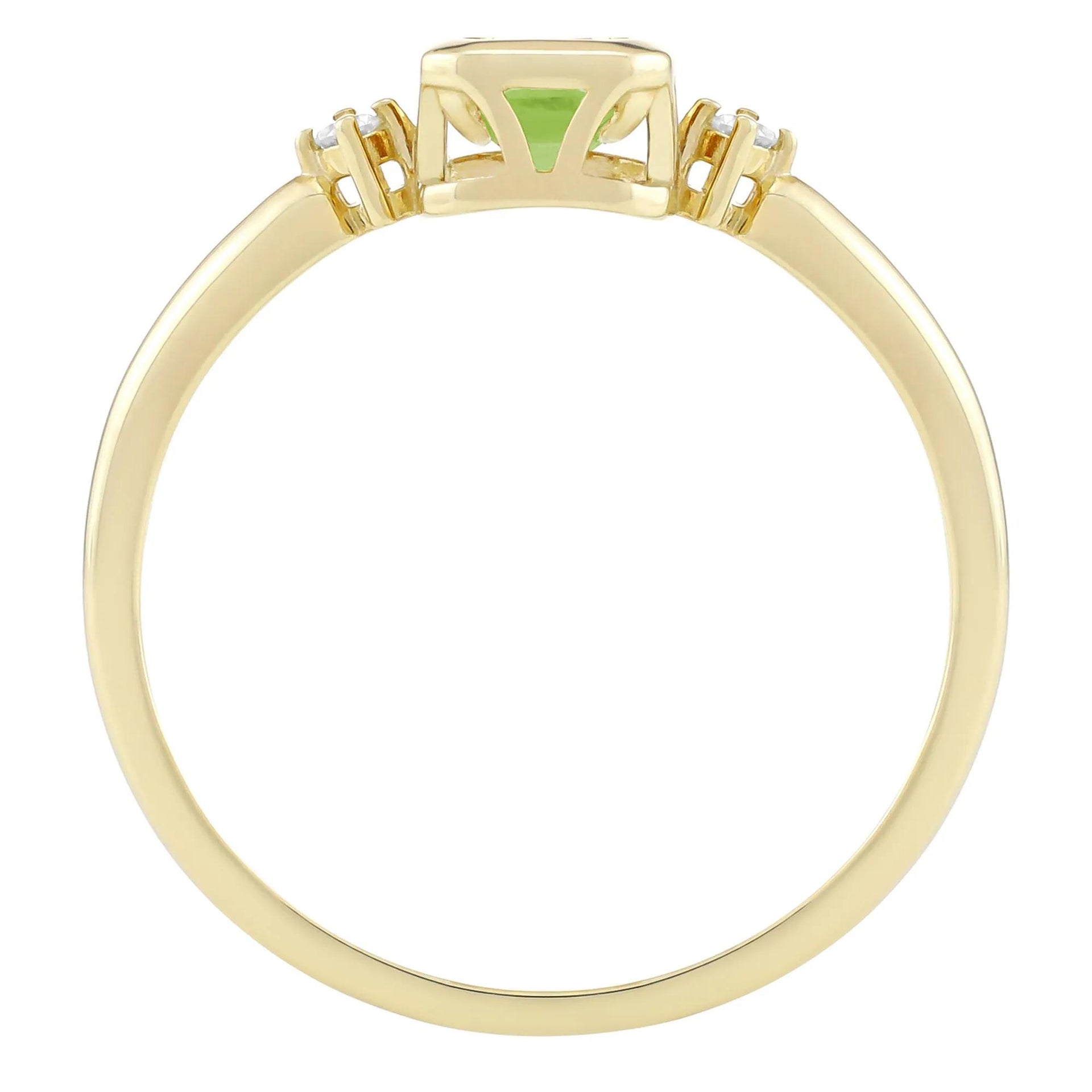 Emerald-Cut Peridot and Diamond Accent Ring 10K Yellow Gold Size 5 1.5mm
