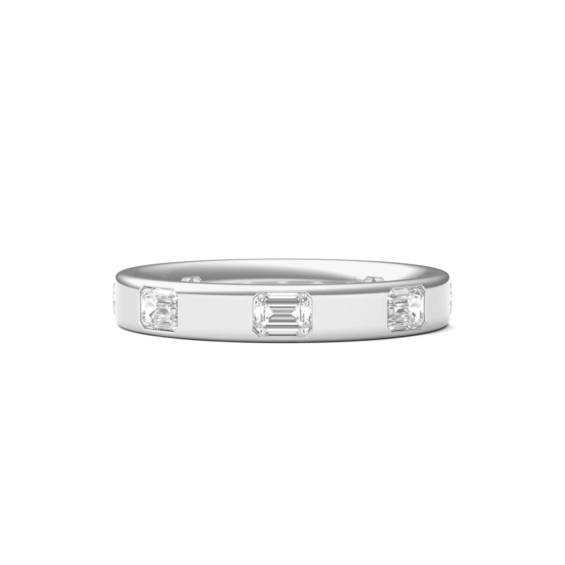 1 CT. Tw. Emerald-Cut Lab Grown Diamond Band Ring 14K White Gold Size 8.5 3.5mm