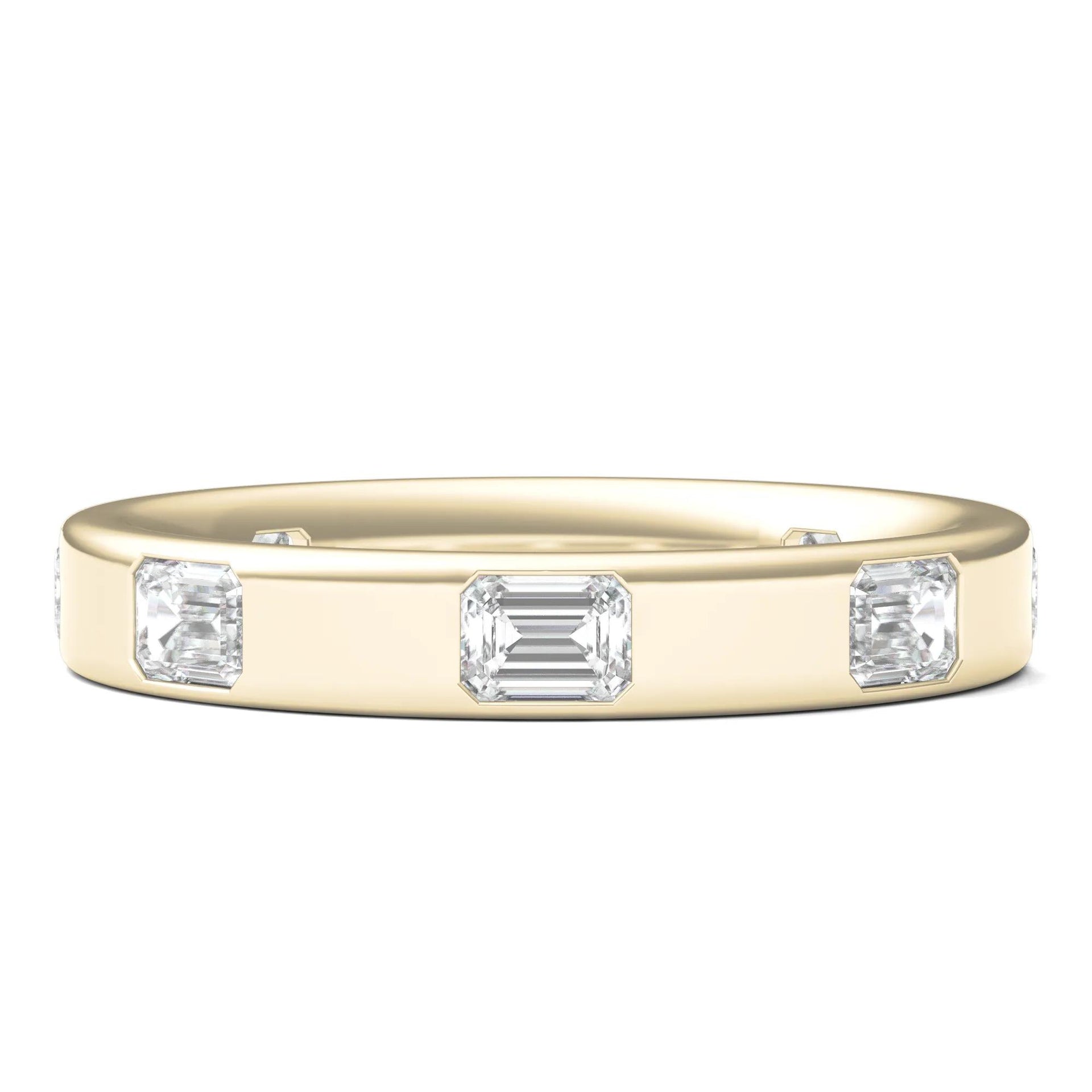 1 CT. Tw. Emerald-Cut Lab Grown Diamond Band Ring 14K Yellow Gold Size 5.5 3.5mm