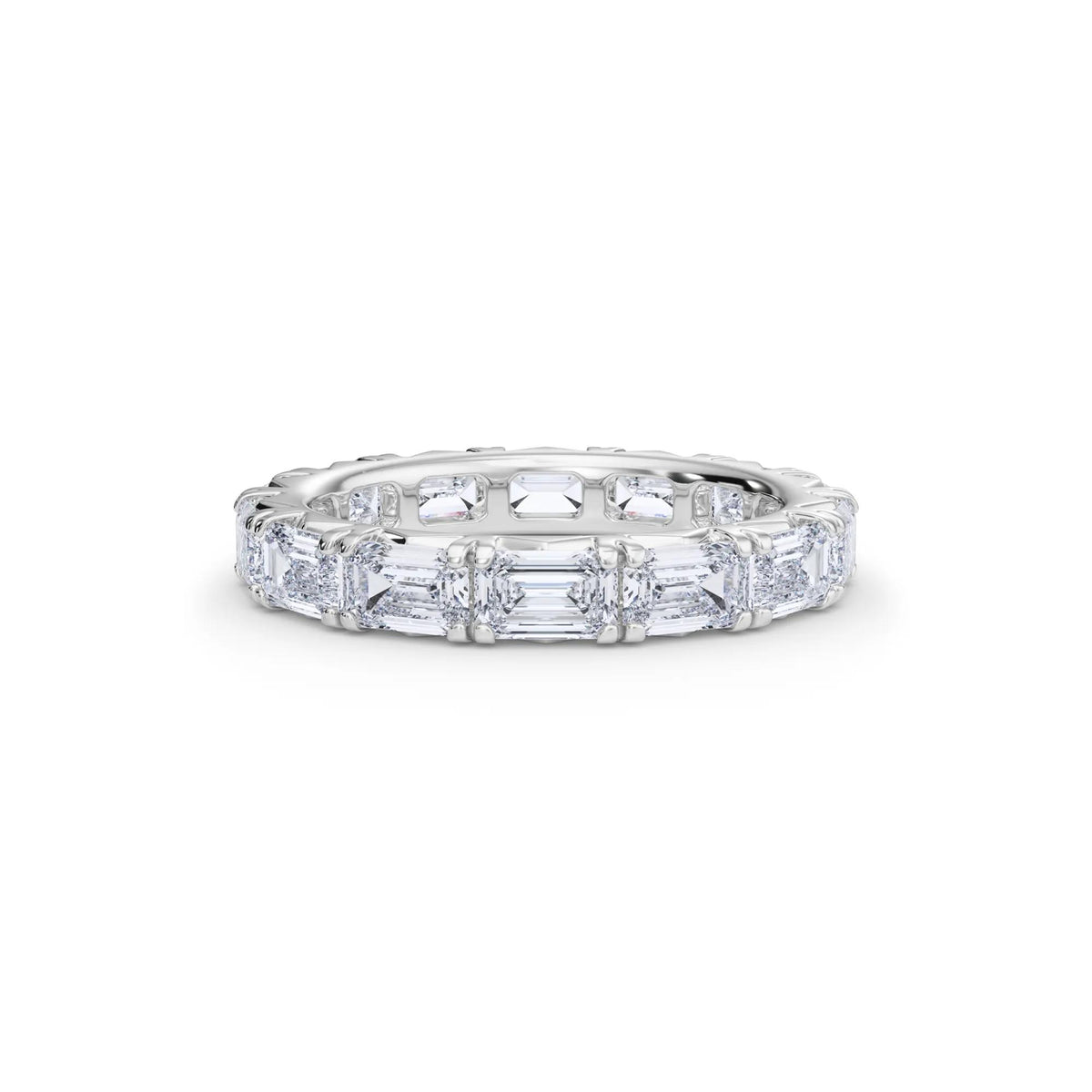 3 7/8 CT. Tw. Emerald-Cut Lab Grown Diamond Eternity Band Ring Platinum White Size 7 4mm