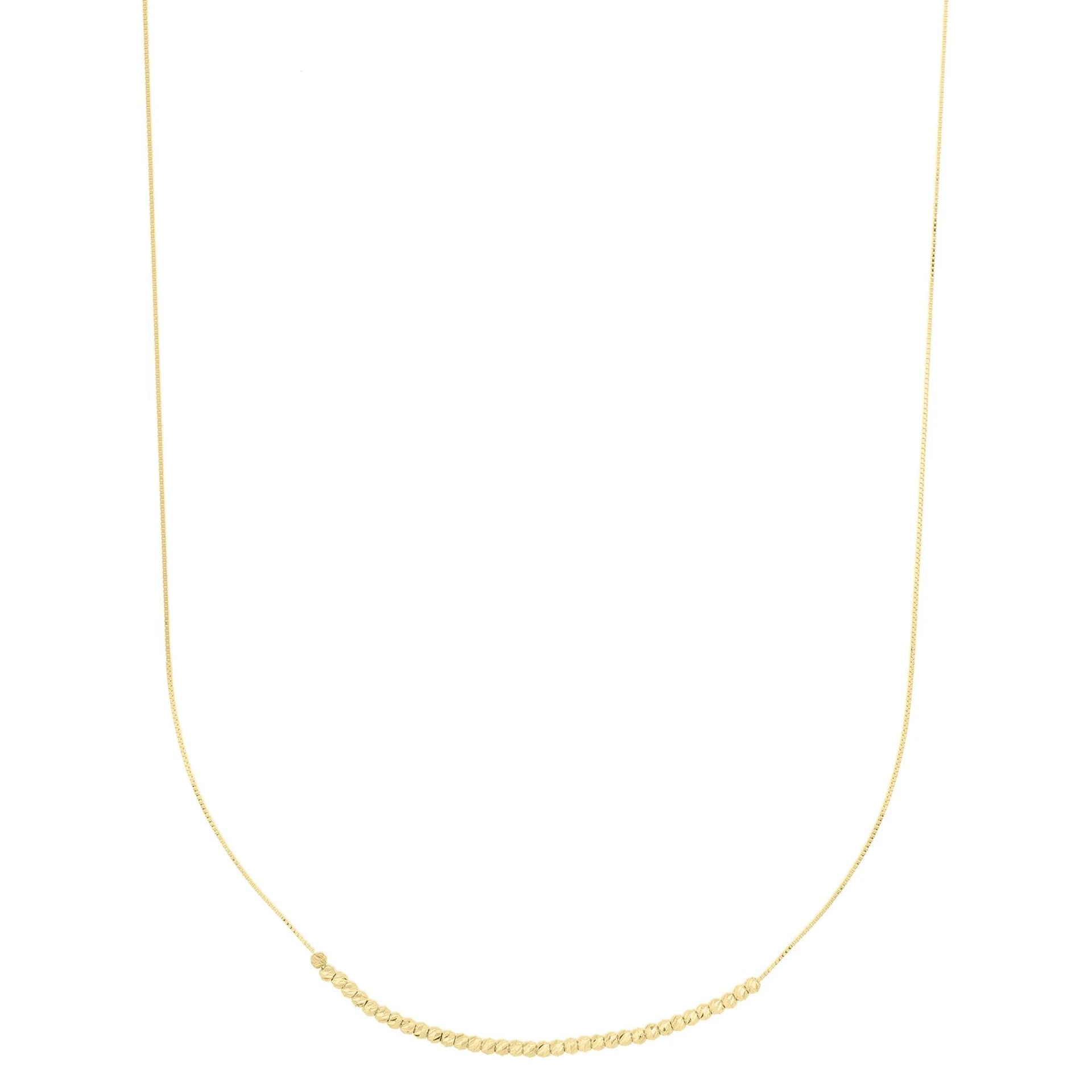 Faceted Bead Necklace 14K Yellow Gold Size 17.75"