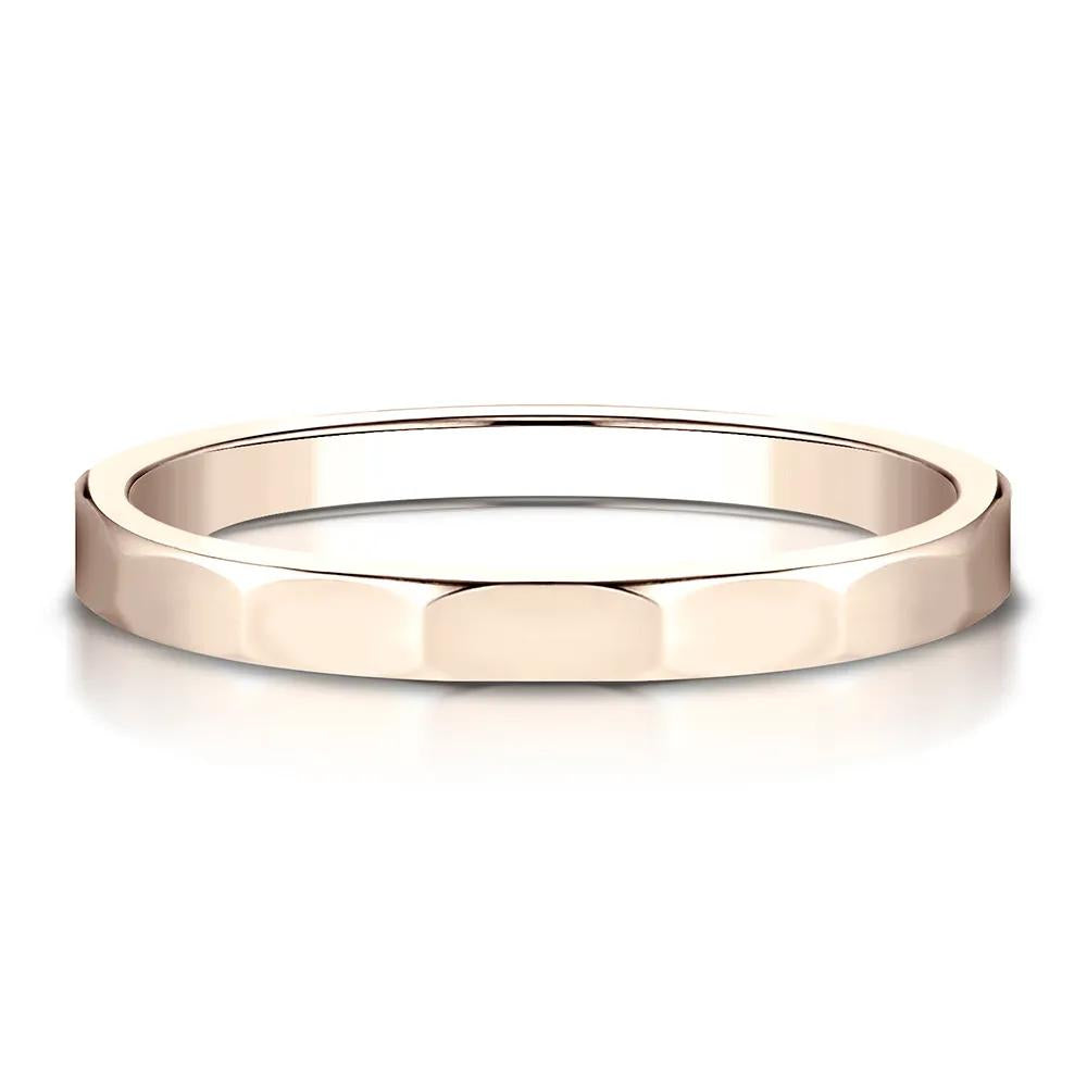 Faceted Wedding Band Ring 14K Rose Gold Size 6 2mm