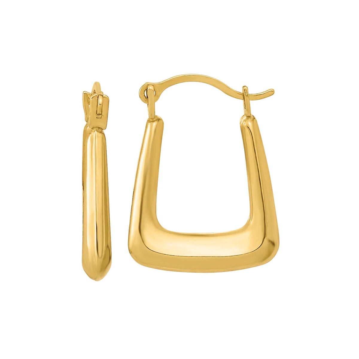Fancy Hollow Hoops 14K Yellow Gold Earring Size 11.50mm