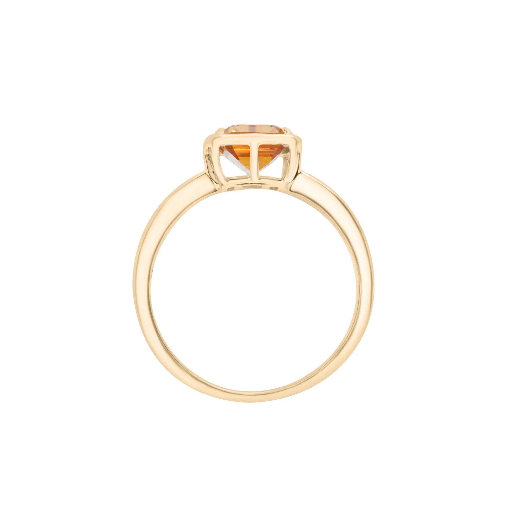 Faux-Bezel Citrine Ring 10K Yellow Gold Size 8 1.5mm