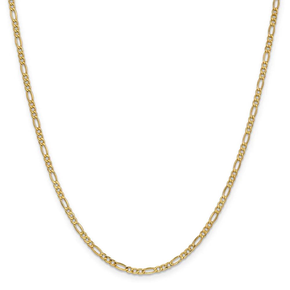 Figaro Chain 14K Yellow Gold Necklace Size 20"