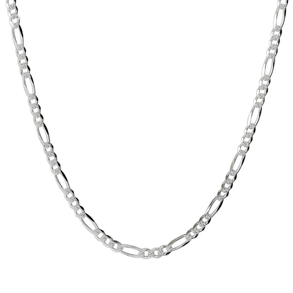 Figaro Chain .925 Sterling .925 Sterling Silver Necklace White Size 20"