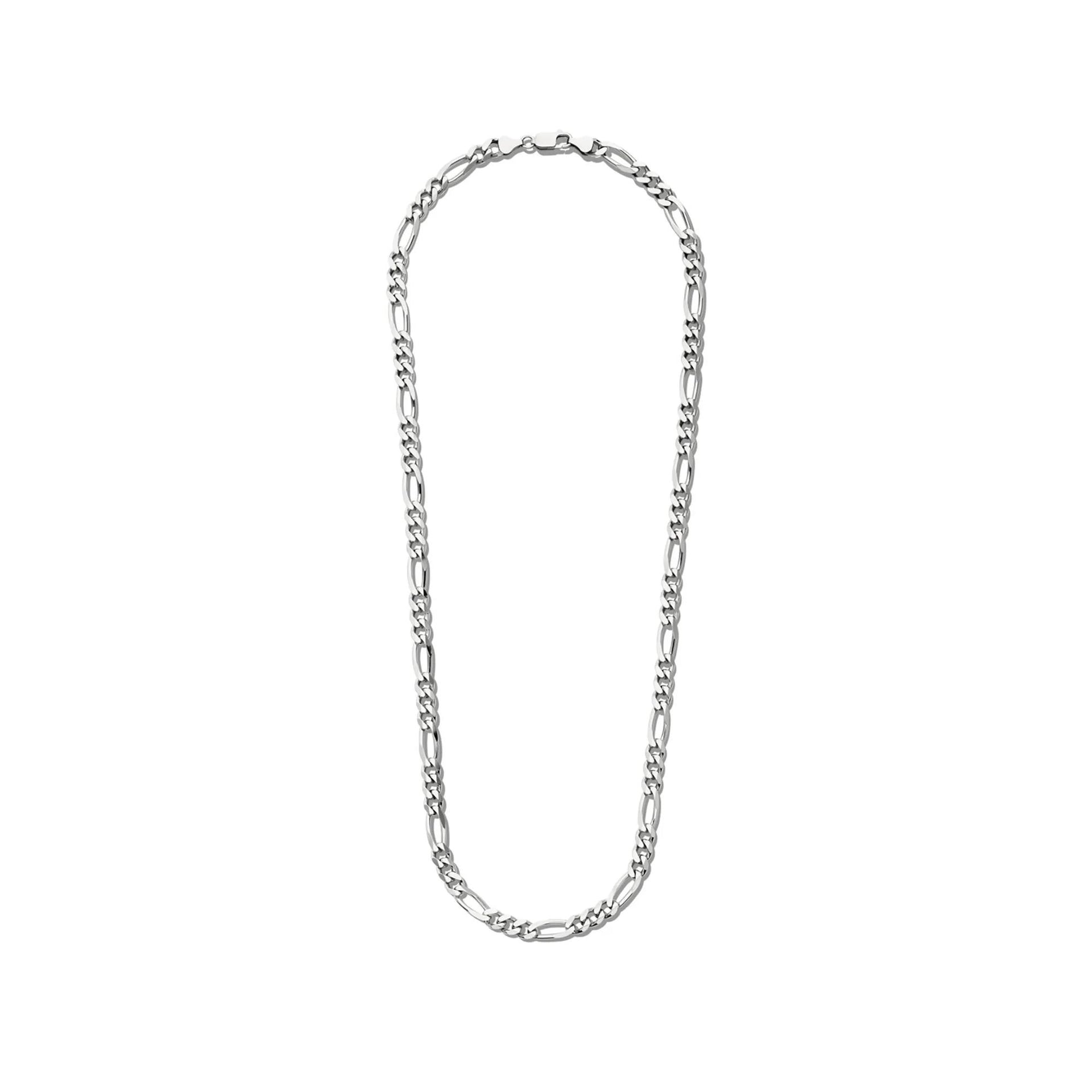 Figaro Chain .925 Sterling .925 Sterling Silver Necklace White Size 24"