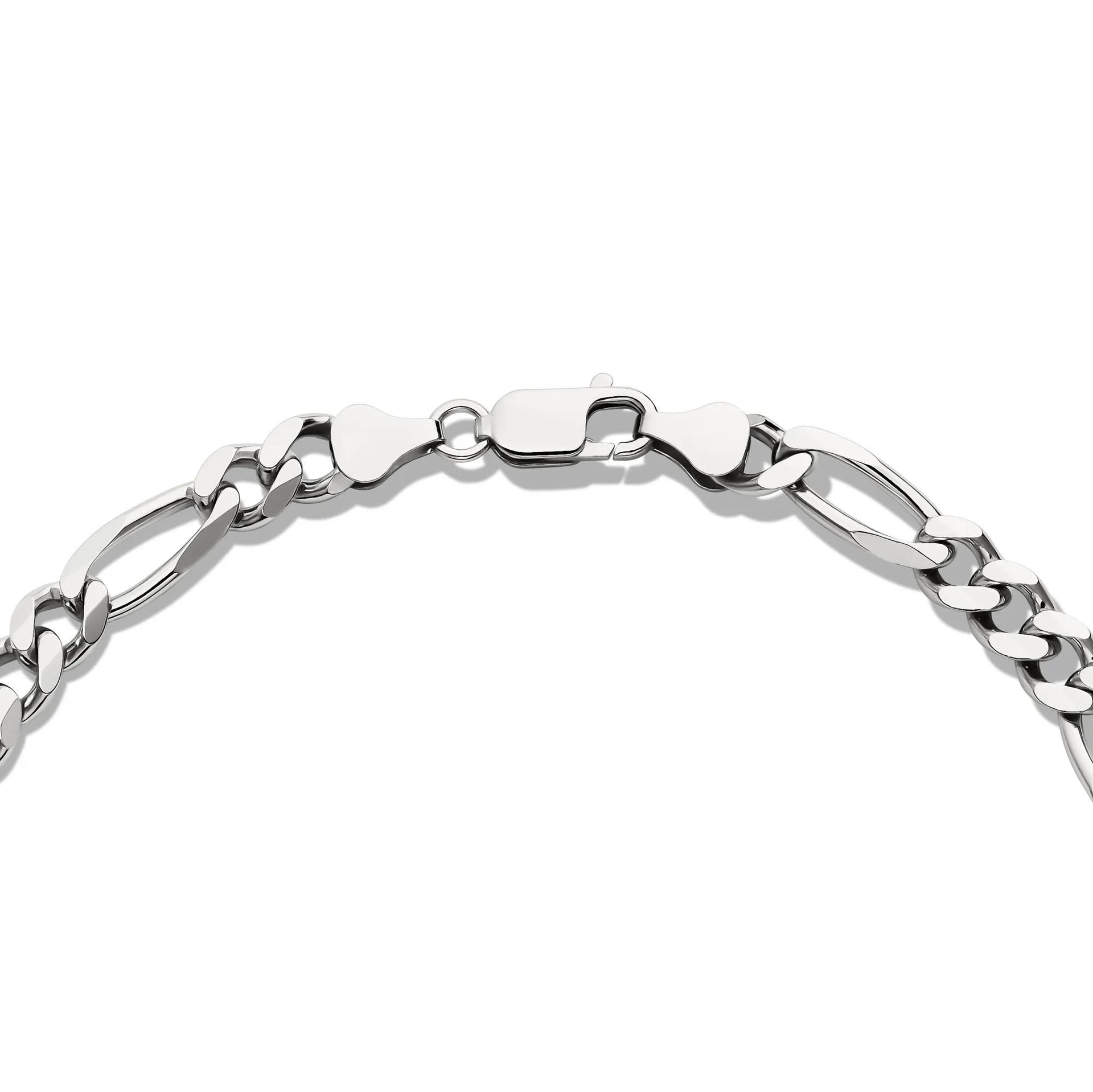 Figaro Chain .925 Sterling .925 Sterling Silver Necklace White Size 24"