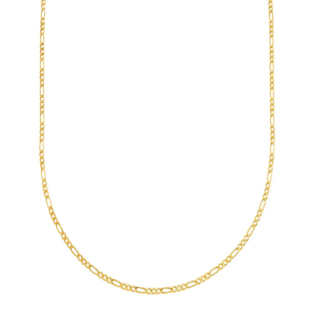 Figaro Link Chain 14K Yellow Gold Necklace Size 22"