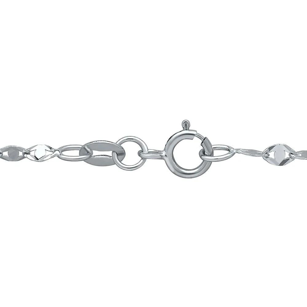 Flat Link Chain 14K White Gold Necklace Size 18"