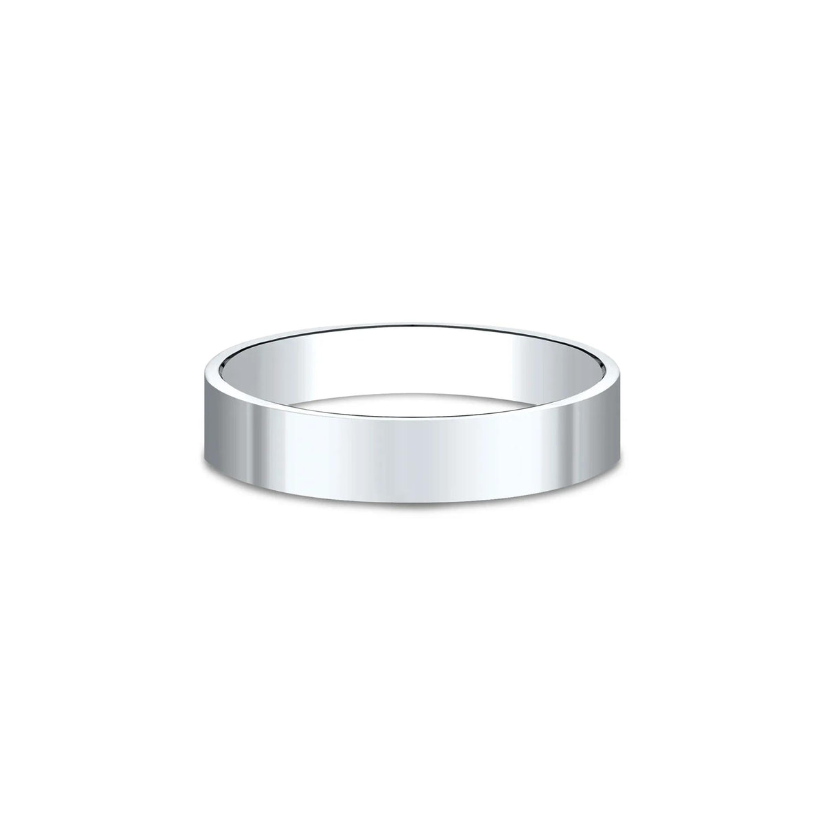 Flat Plain Wedding Band Ring 14K White Gold Size 9.5 4mm