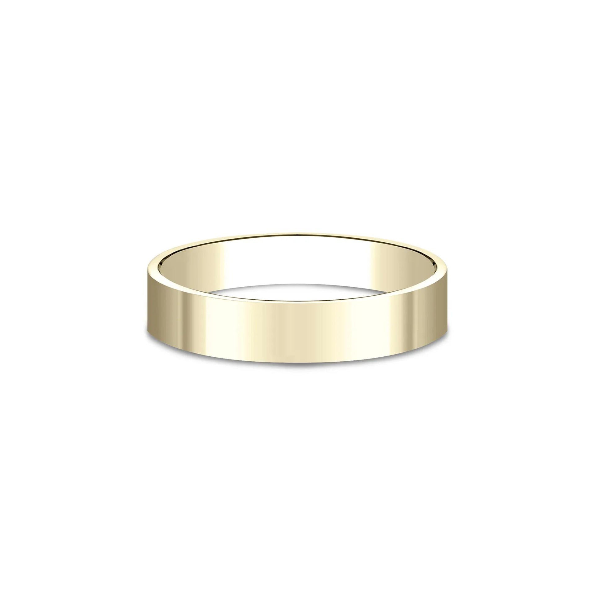 Flat Plain Wedding Band Ring 14K Yellow Gold Size 7.5 4mm