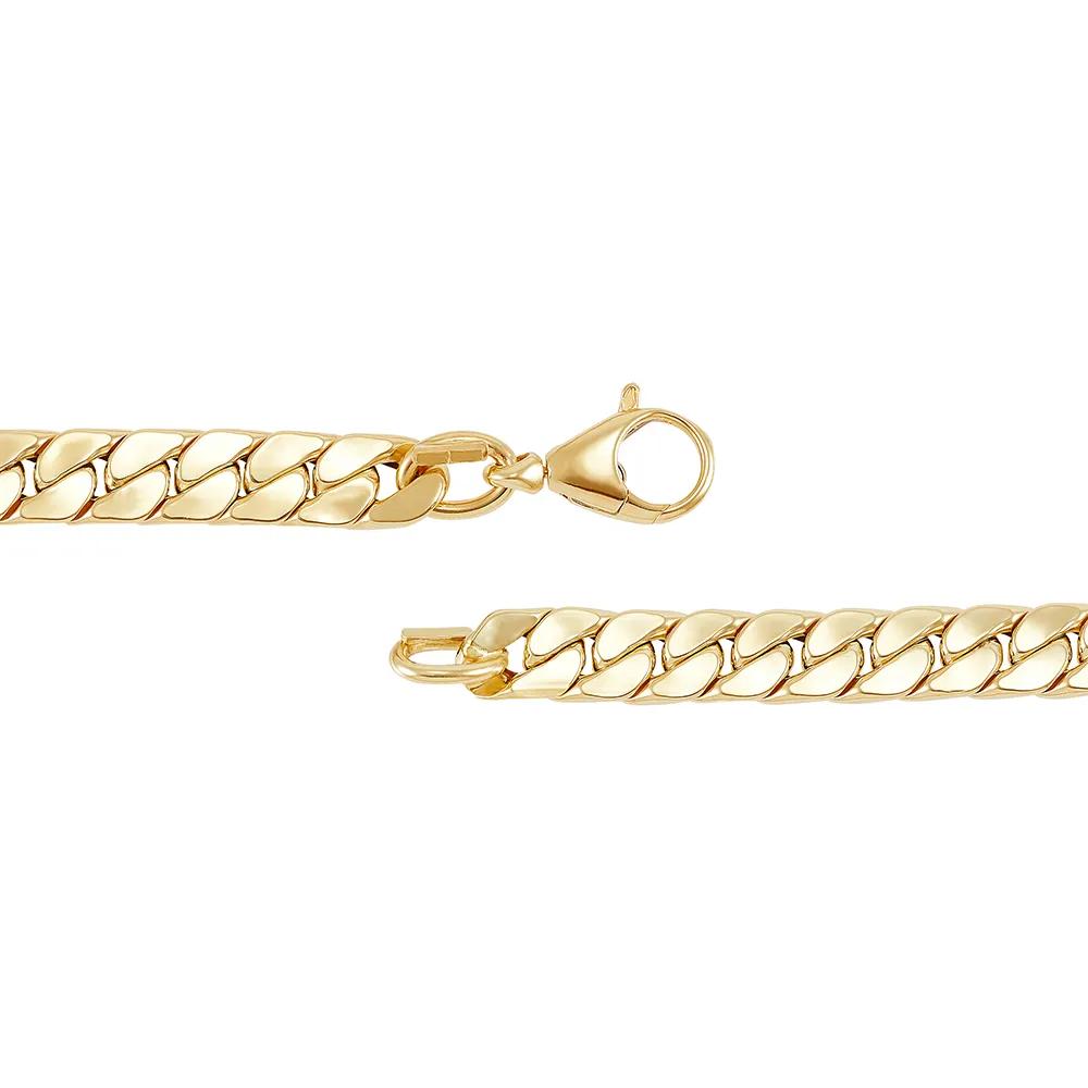 Flat Wire Cuban Chain 14K Yellow Gold Necklace Size 24"
