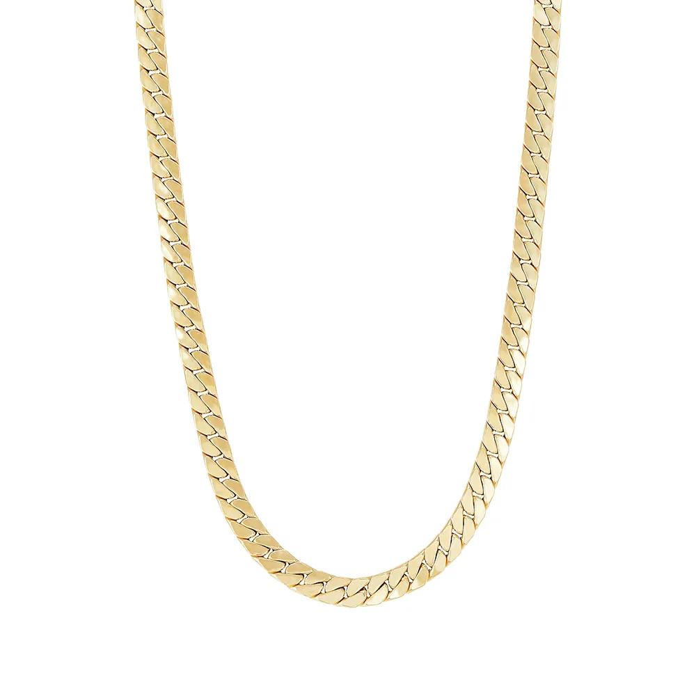 Flat Wire Cuban Chain 14K Yellow Gold Necklace Size 24"