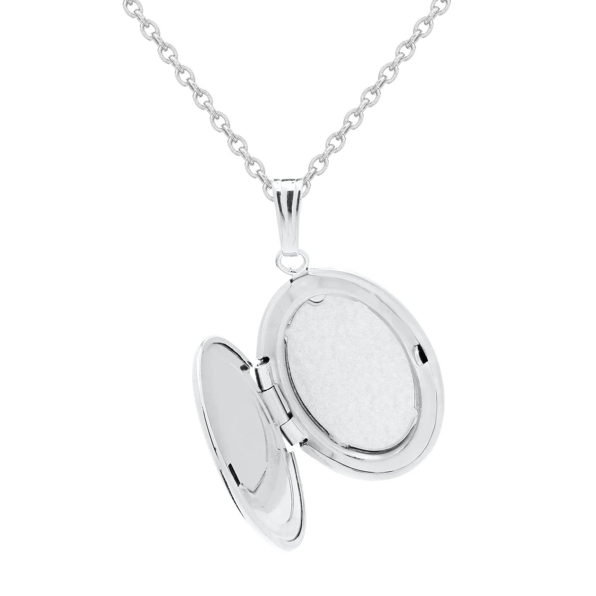 Floral I Love You Oval Locket with White Yellow and Rose-Tone .925 Sterling .925 Sterling Silver Necklace Size 18"