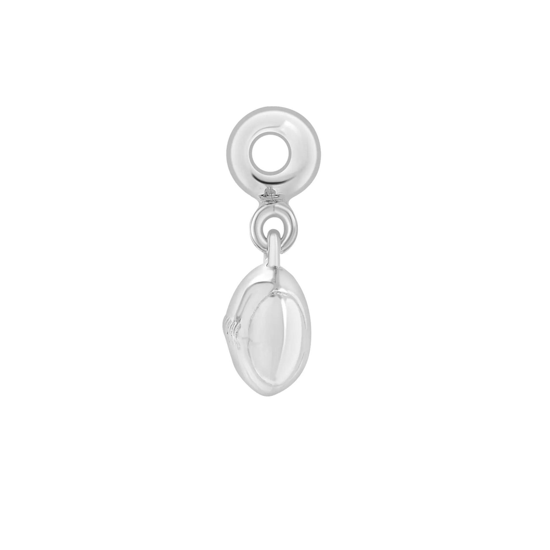 Football Bead Charm .925 Sterling Silver White Size 11.50mm