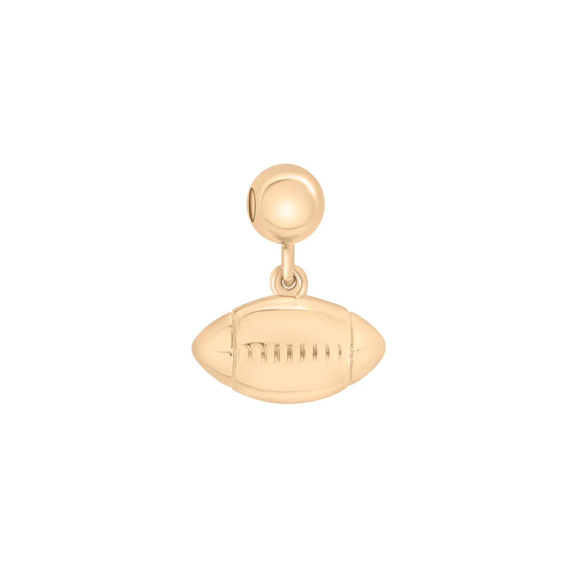 Football Bead Charm Gold Vermeil Yellow Size 11.50mm