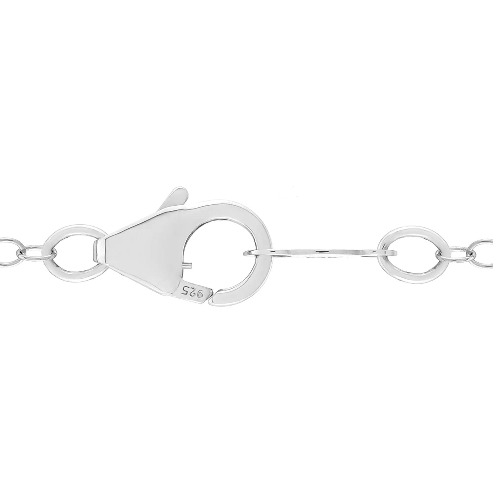 Freshwater Cultured Button Pearl and Lab-Created White Sapphire Necklace .925 Sterling Silver Size 18"
