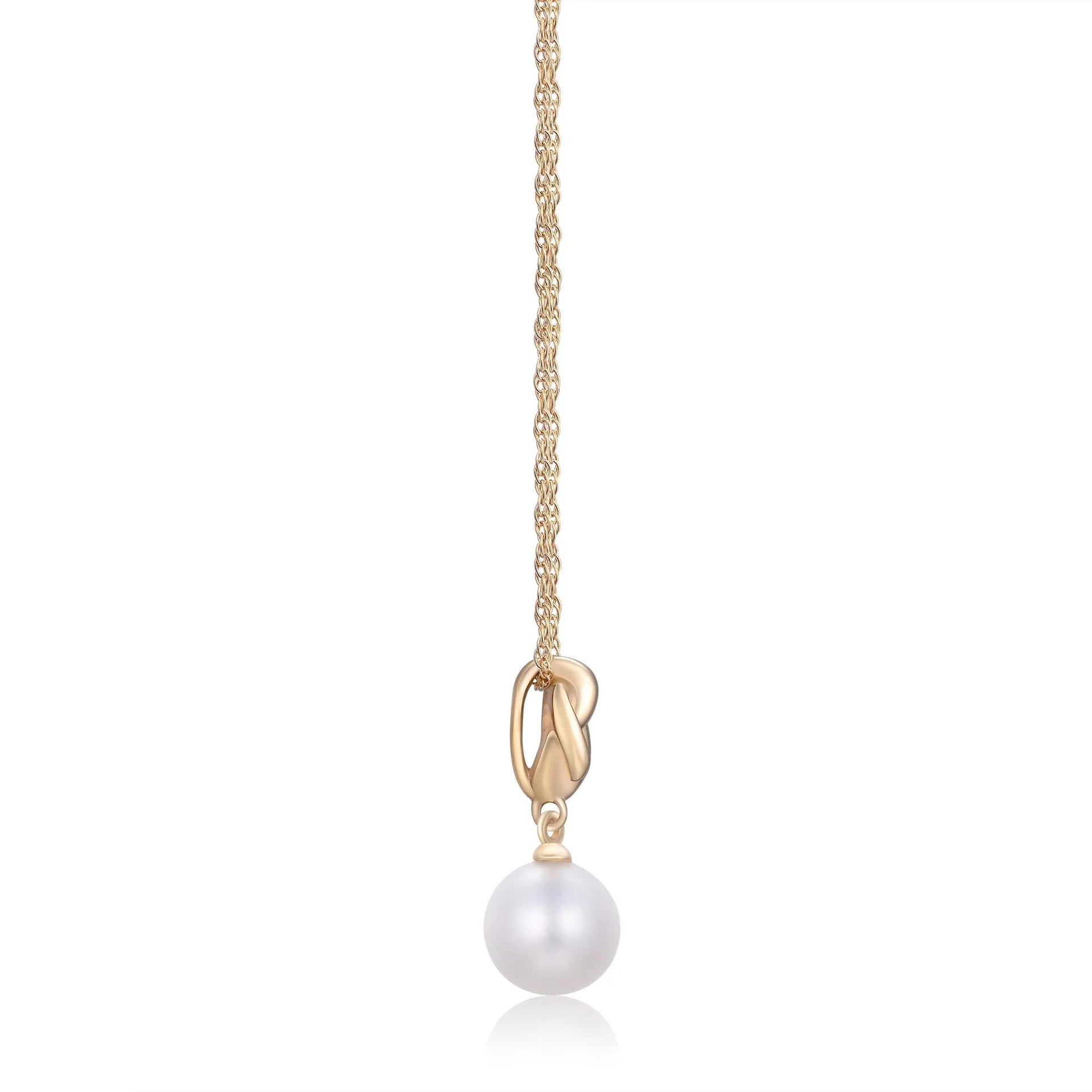 Freshwater Cultured Pearl Knot Pendant Necklace 10K Yellow Gold Size 18"