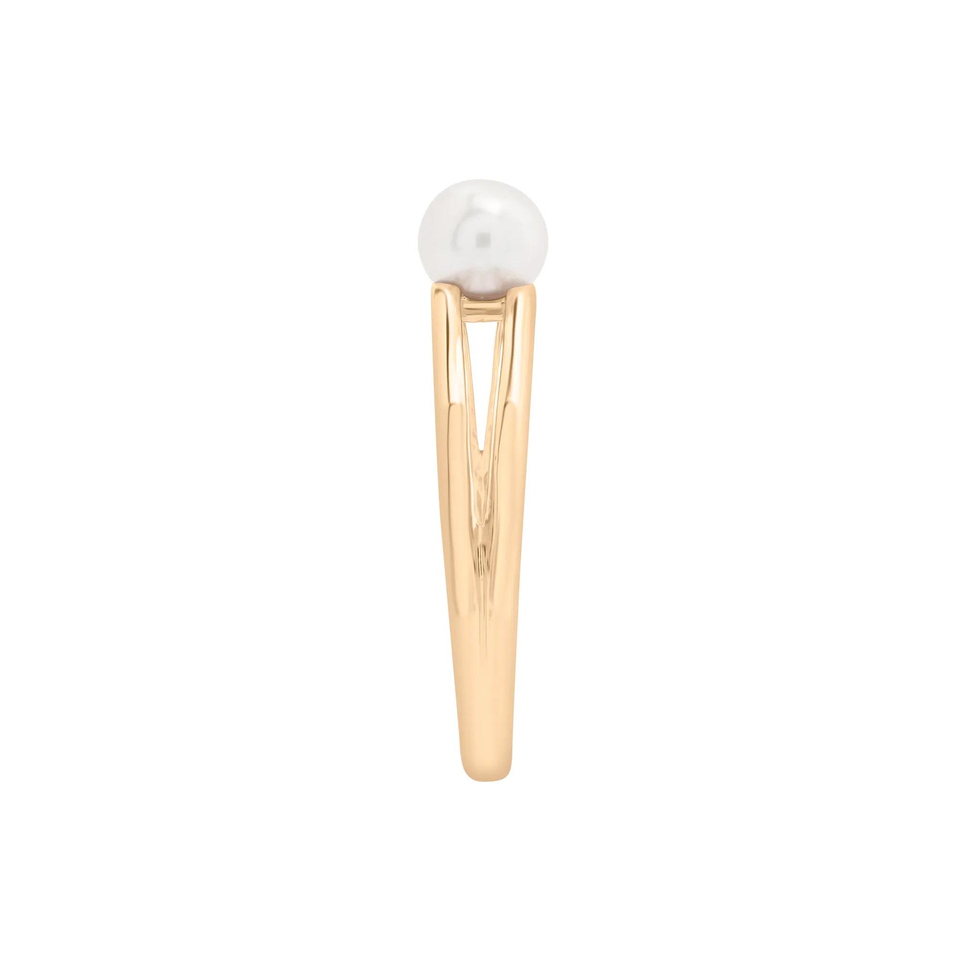 Freshwater Cultured Pearl Mini Split Shank Ring 10K Yellow Gold Size 9 1mm