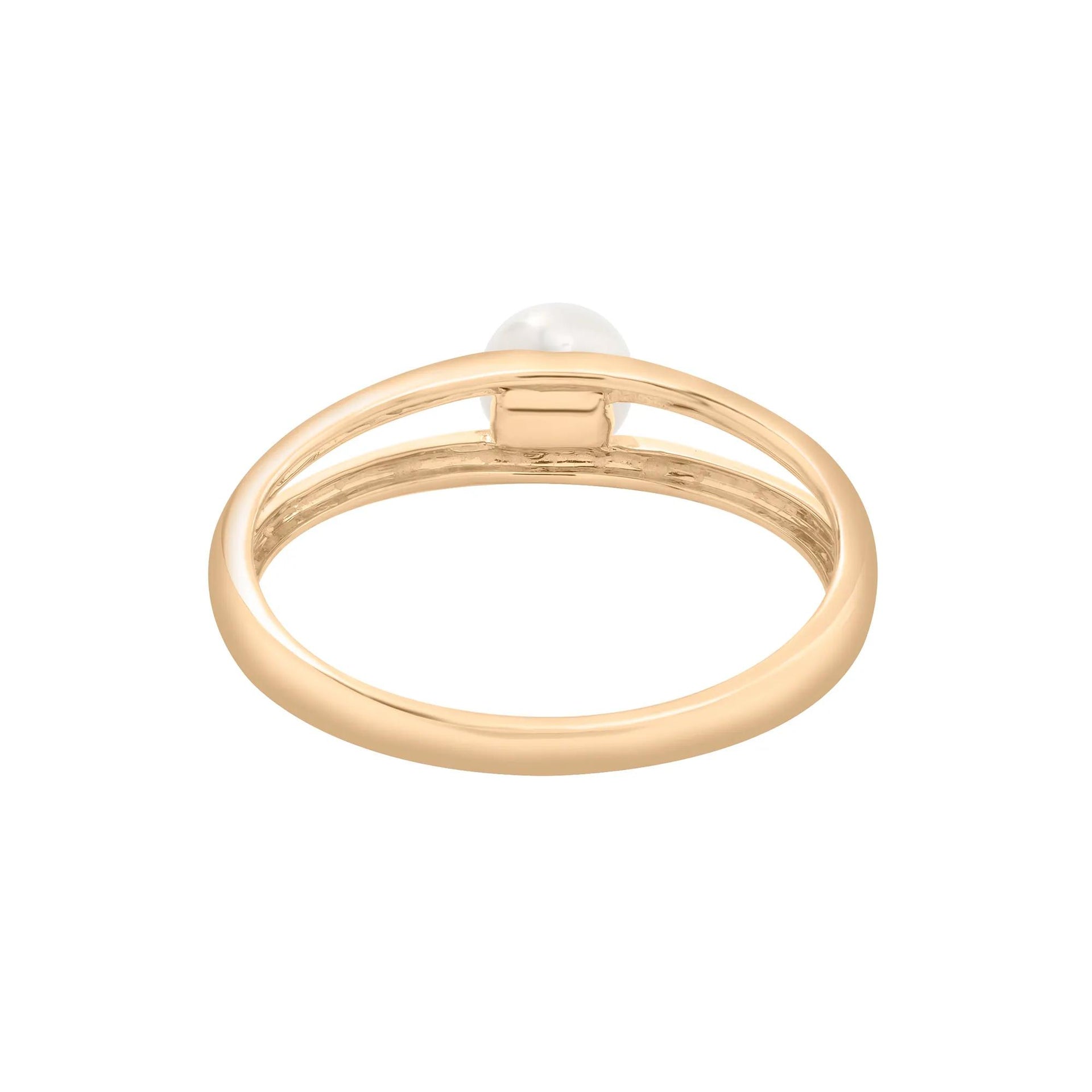 Freshwater Cultured Pearl Mini Split Shank Ring 10K Yellow Gold Size 10 1mm